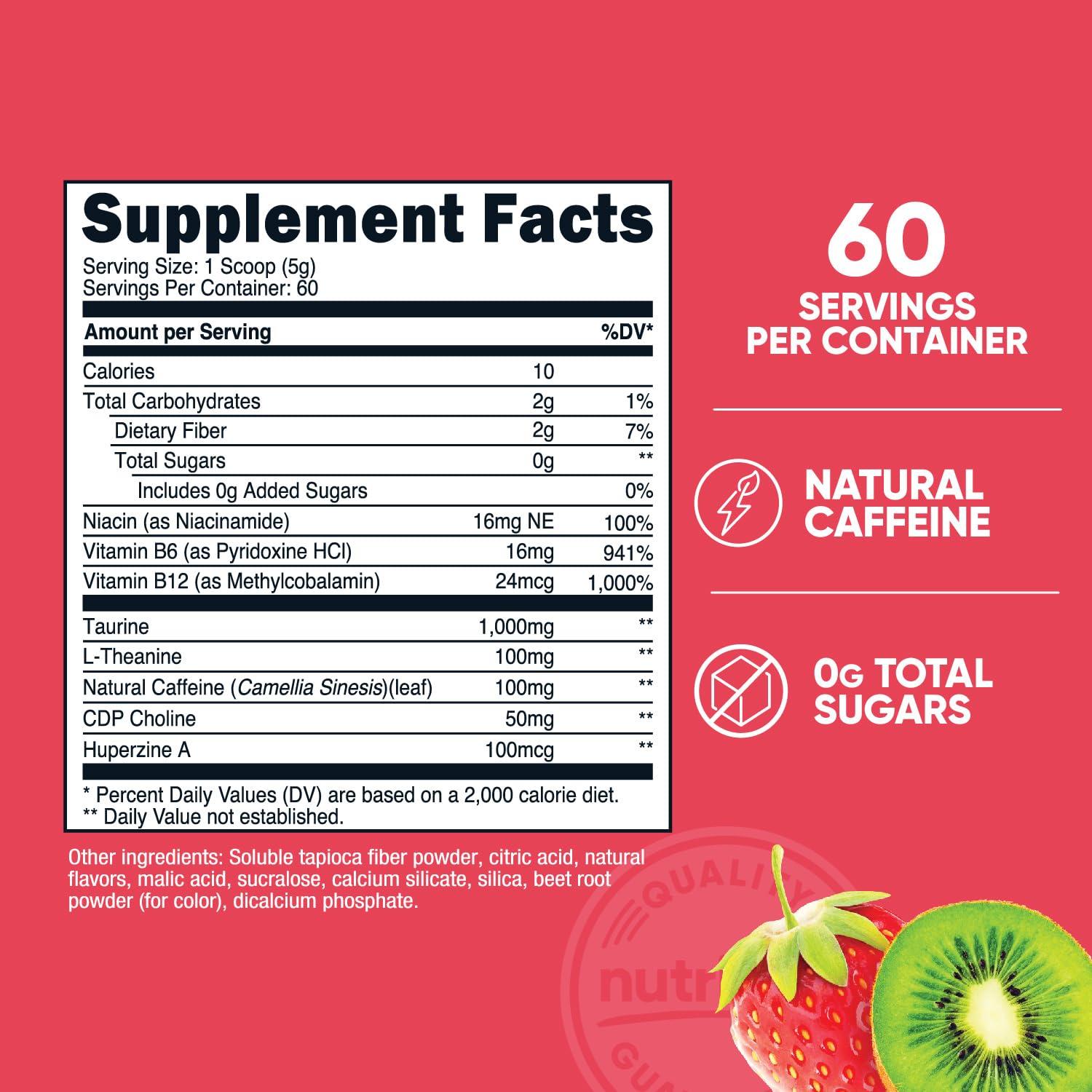 Nutricost Nutricost Energy Complex (Strawberry Kiwi) (60 Servings) - Clean Energy Powder, 300g Dietary Supplement