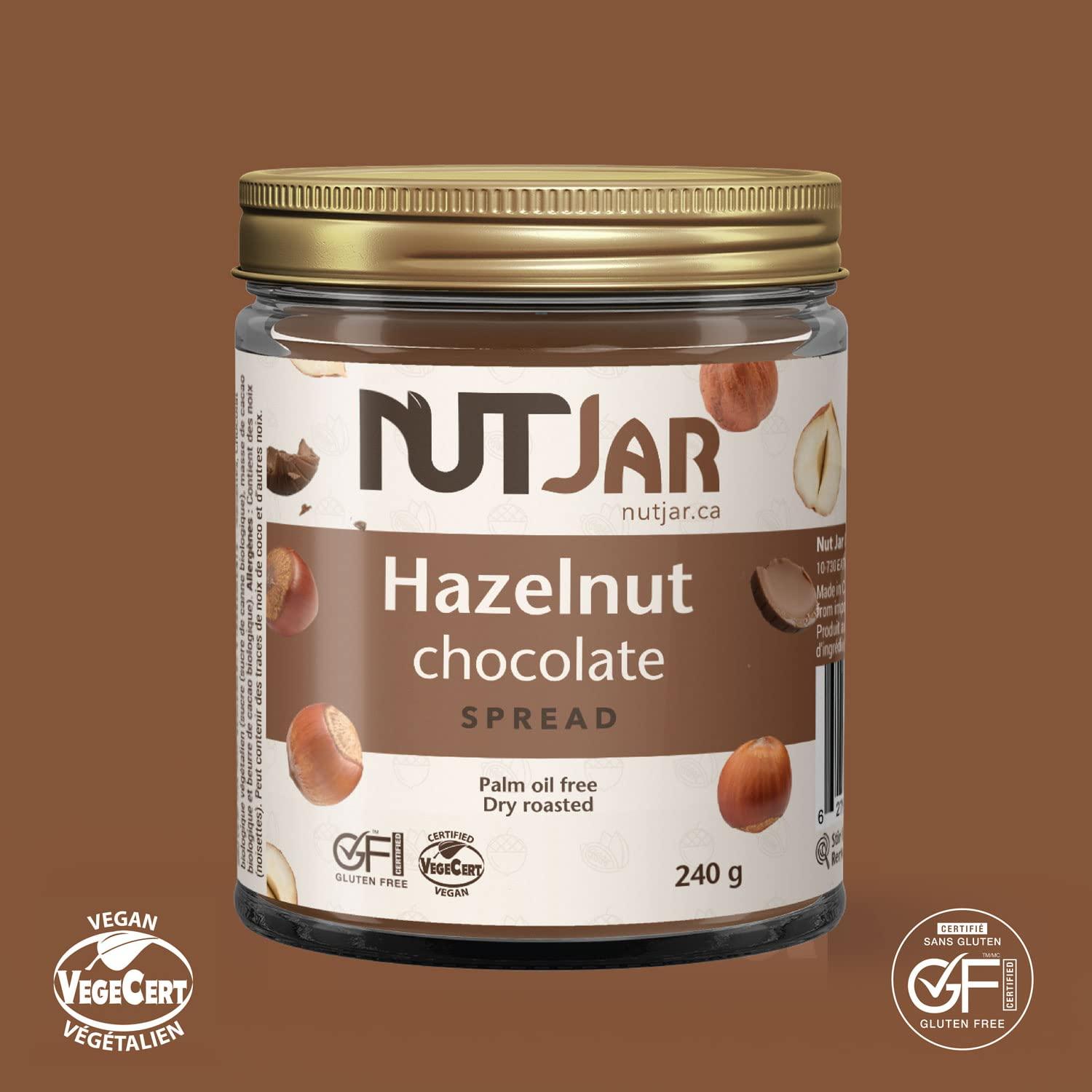 NutJar NutJar Premium Hazelnut Chocolate Spread 240 g, No Added Colours or Preservatives, Vegan, Gluten Free, Keto Friendly, Made in Canada