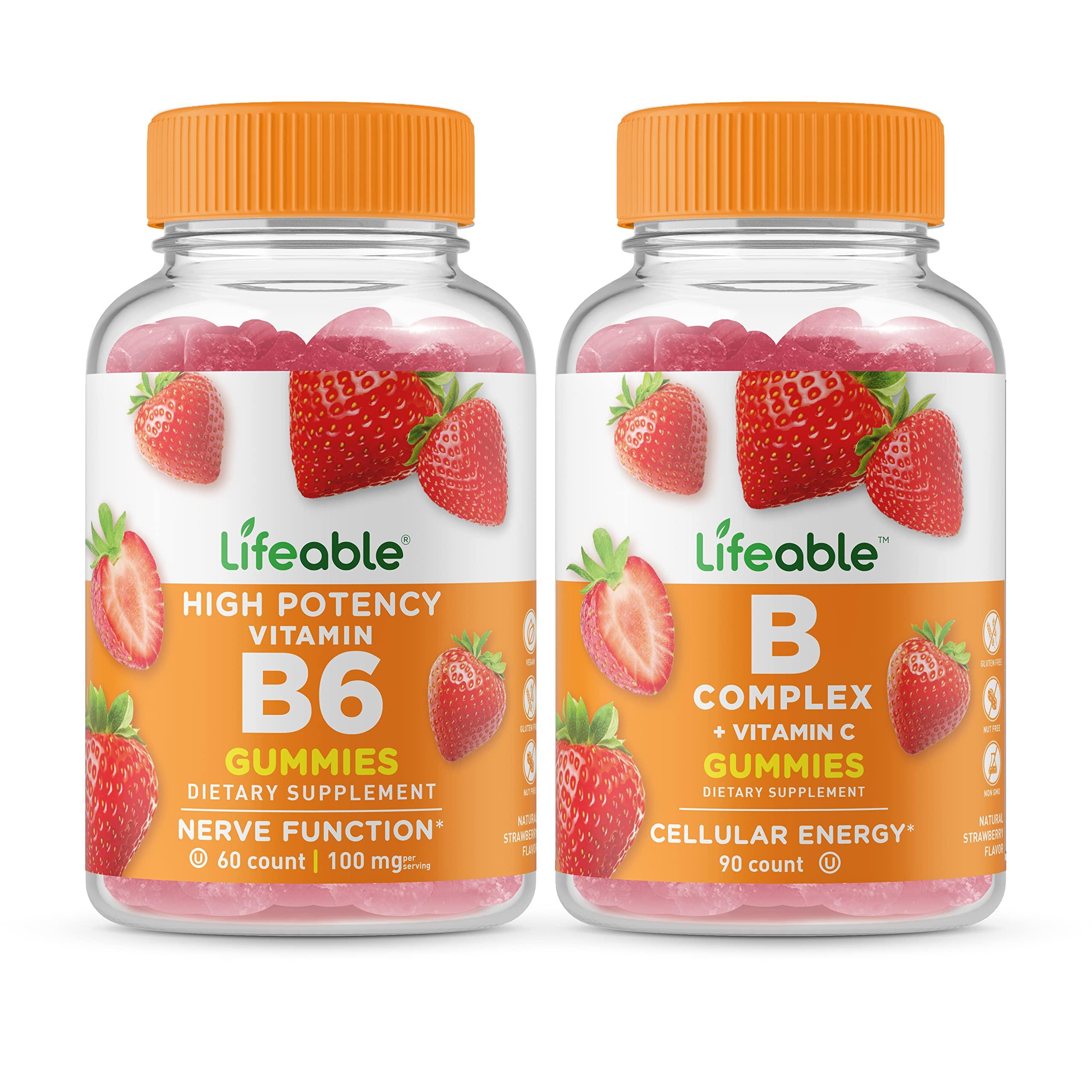 Lifeable Lifeable Vitamin B6 + B Complex, Gummies Bundle - Great Tasting, Vitamin Supplement, Gluten Free, GMO Free, Chewable