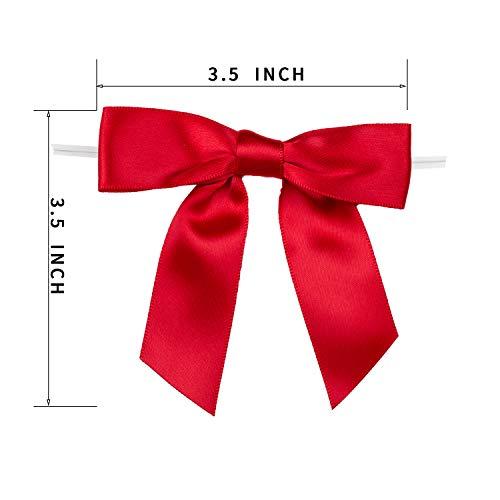 7Rainbows 7Rainbows 30pcs Boutique 3.5\" Red Satin Ribbon Twist Tie Bows for Tying Up Packages Gift Wrapping
