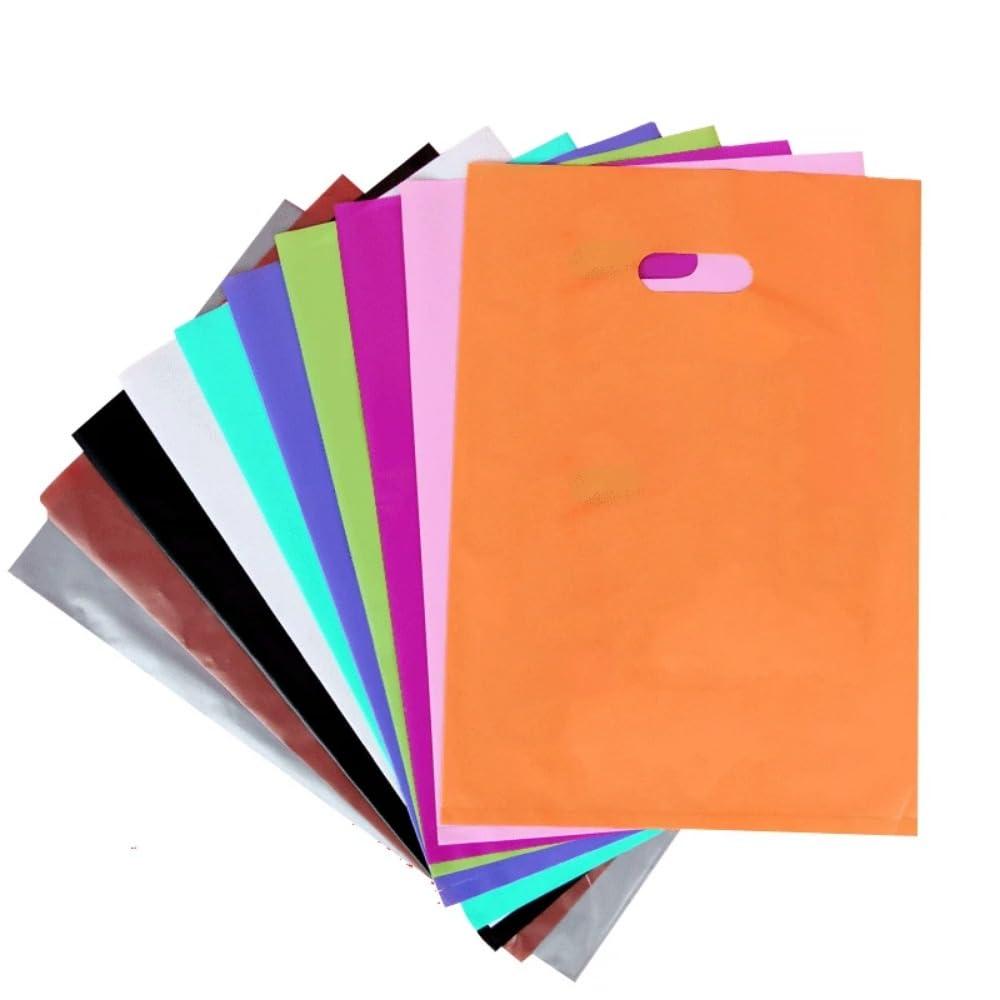 jfs 50pcs Customized Plastic Bag for Gift Shopping Bag Custom LOGO Business Handle Bags Thank You Bags for Small Business Black 15x20cm