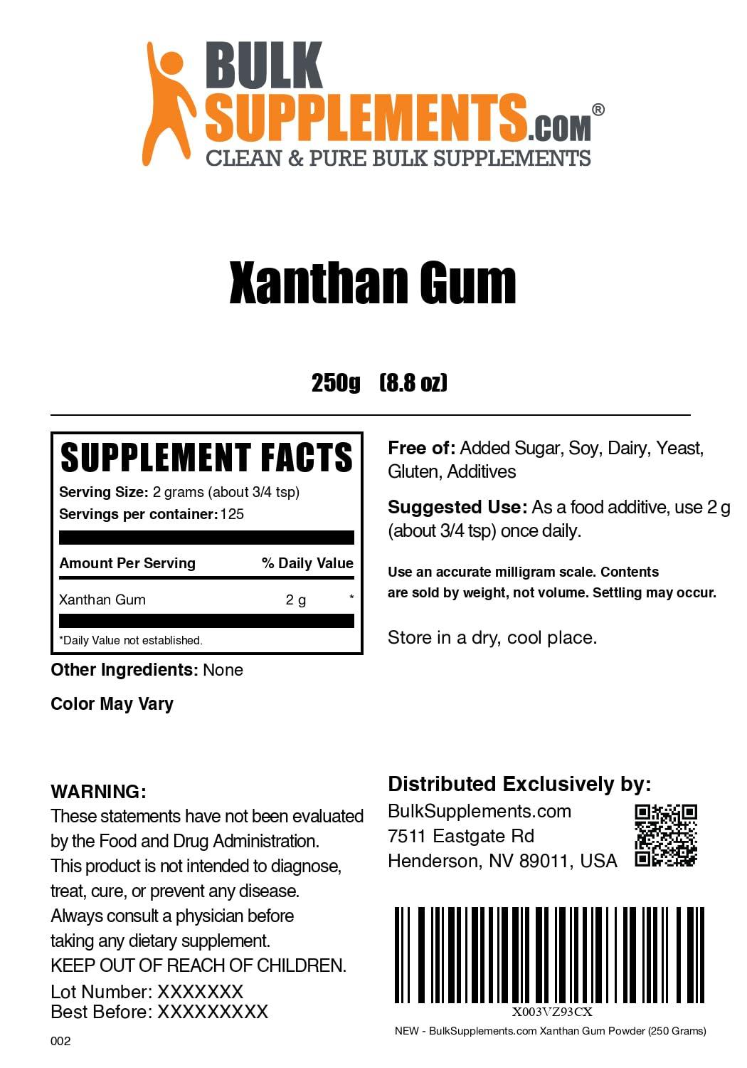 BULKSUPPLEMENTS.COM BulkSupplements.com Xanthan Gum Powder - Xanthan Gum Thickener, Xanthan Gum for Baking - Xanthan Gum Gluten Free, Food Grade, 2g per Serving, 250g (8.8 oz) (Pack of 1)