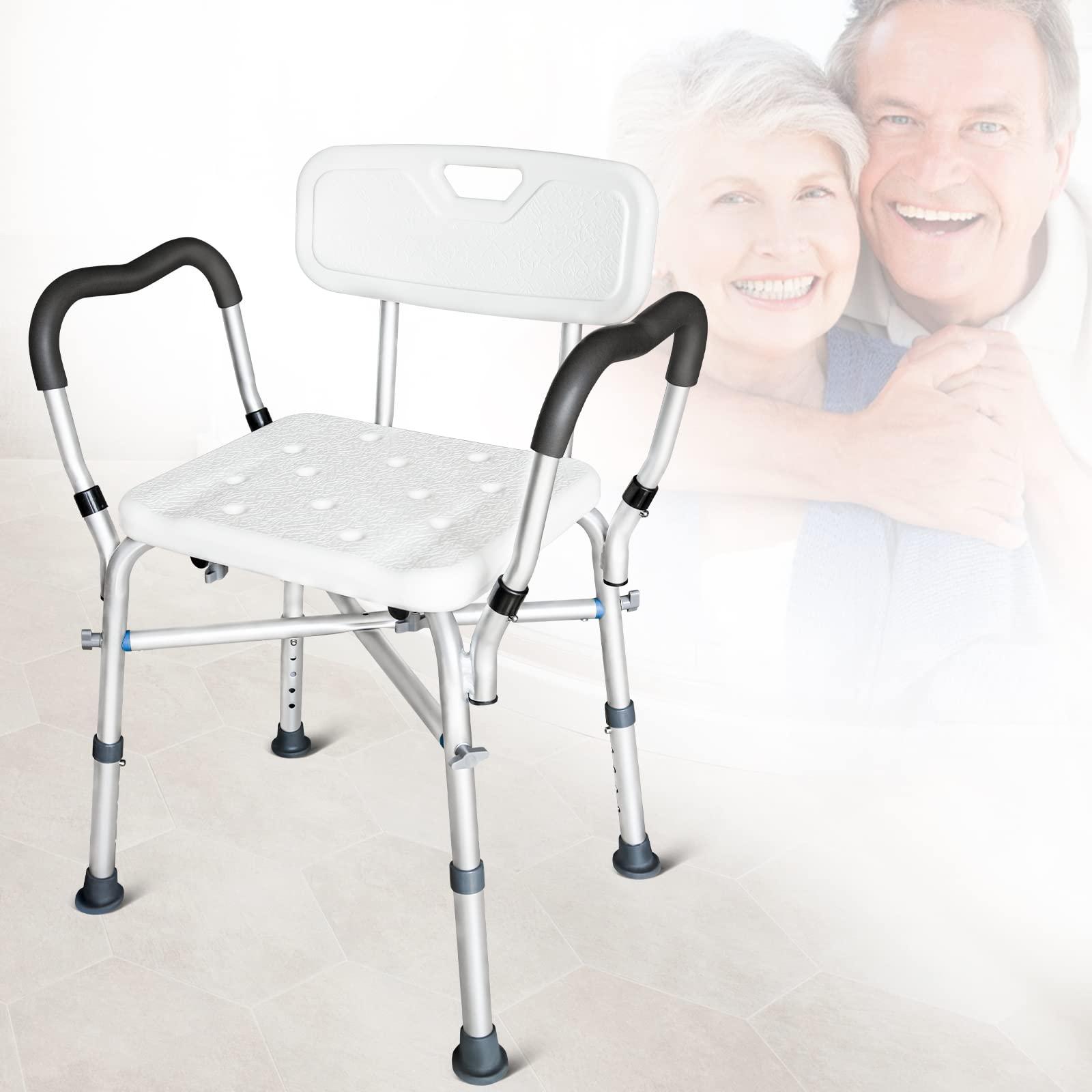 KingPavonini KingPavonini Shower Chair for Inside Shower, 550LBs Heavy Duty Bath Chair with Arms, Medical Shower Seat, Bath Stool Safety Shower Bench with Reinforced Crossing Bar for Elderly, Adults, Disabled