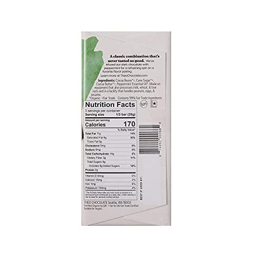 THEO Theo Mint Organic Dark Chocolate Bar, 70% Cacao, 1 Bar | Vegan, Fair Trade