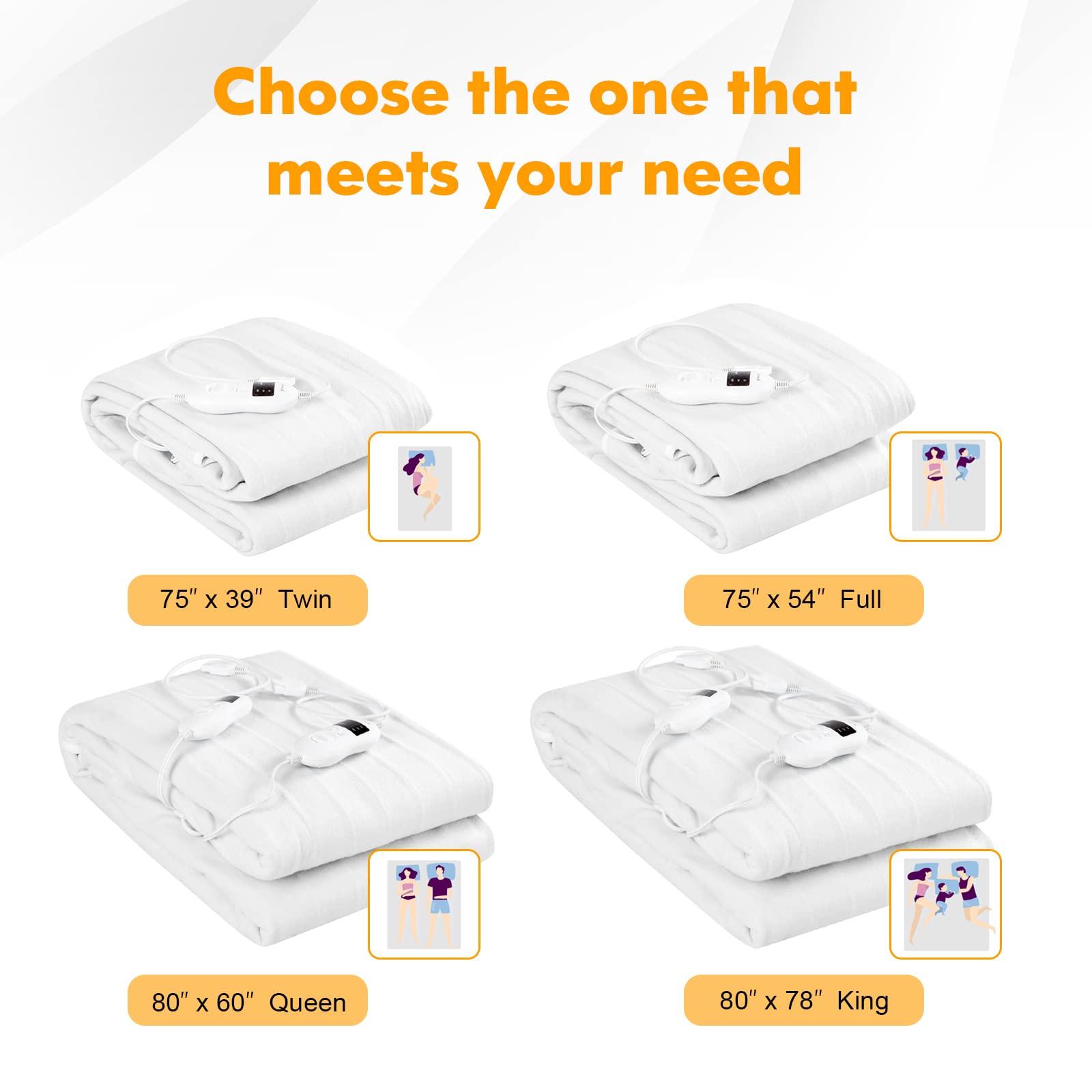 GORELAX GORELAX?Heated Mattress Pad King Size, Electric Mattress Pad Cover with Dual Control, 8 Heating Settings & 4 Auto Shut Off Settings, Bed Warmer with Deep Pocket, Machine Washable, Fits Up to 16 Inch