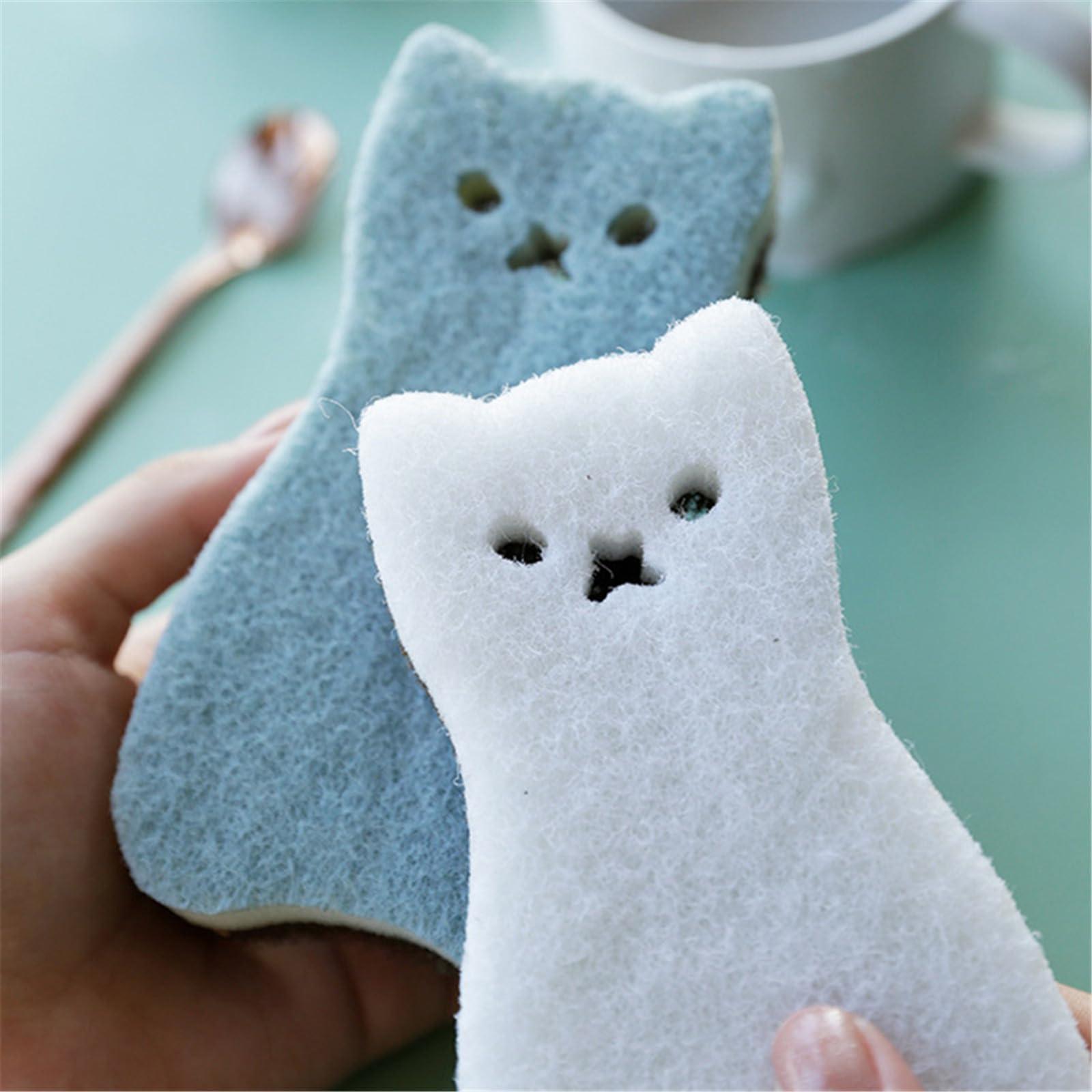 ASkinds ASkinds 8Pcs Magic Cleaning Sponge Cute Cartoon Cat Cleaning Sponge Non Scratch Dish Washing Pad Kitchen Scrubber Sponge Scouring Pad Set for Dishes Pots Pans