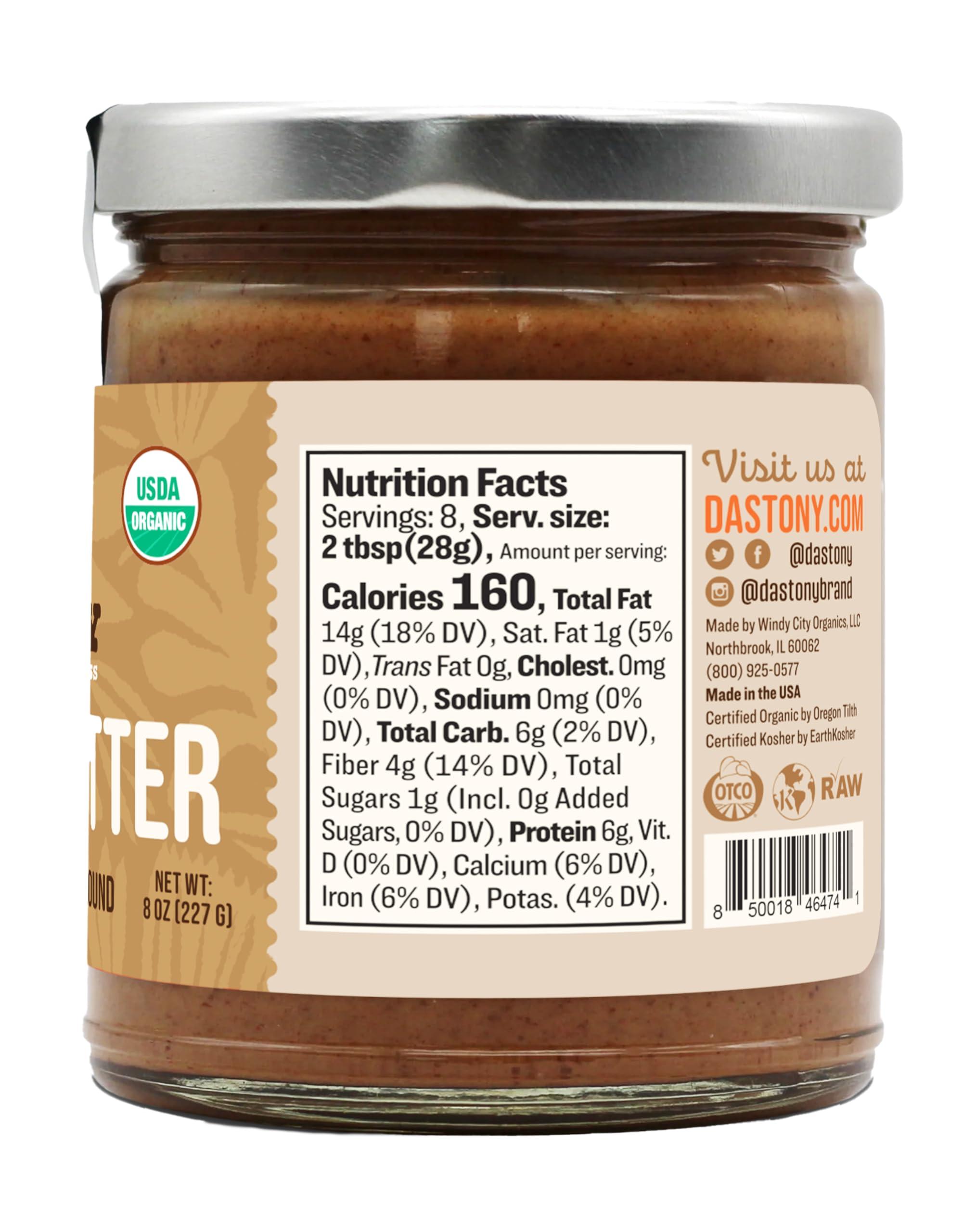 Dastony Dastony Organic Raw Almond Butter, 8 oz | Only One Ingredient | Vegan, Paleo and Keto Friendly, Non GMO, Gluten-free - Pack of 1