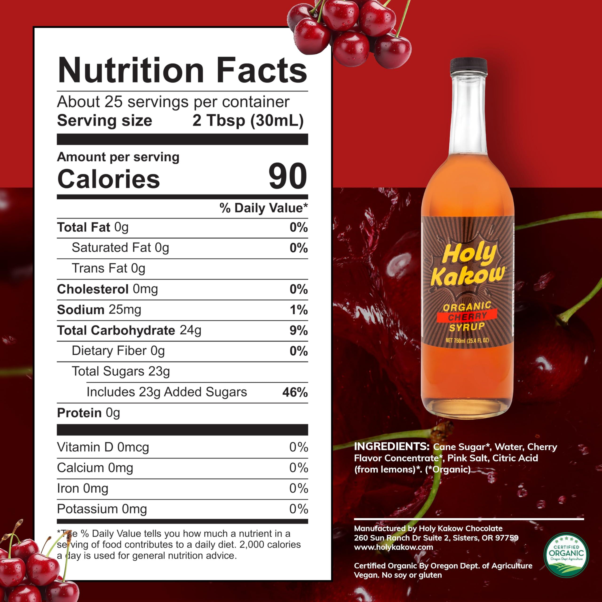 Holy Kakow Holy Kakow Cafe Organic Cherry Syrup - Cherry Syrup, Coffee Syrup, Organic Syrup for Coffee, Cherry Syrup for Coffee, Add to Latte, Cocktail and Shake, Real Food Ingredients, Specific Flavor - 750ml