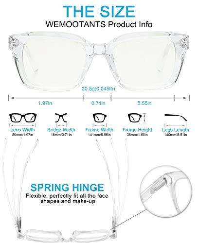 WEMOOTANTS WEMOOTANTS Blue Light Blocking Reading Glasses Large Square Computer Readers 1.00 1.50 2.00 2.50 3.00 3.50 Transparent 2.5