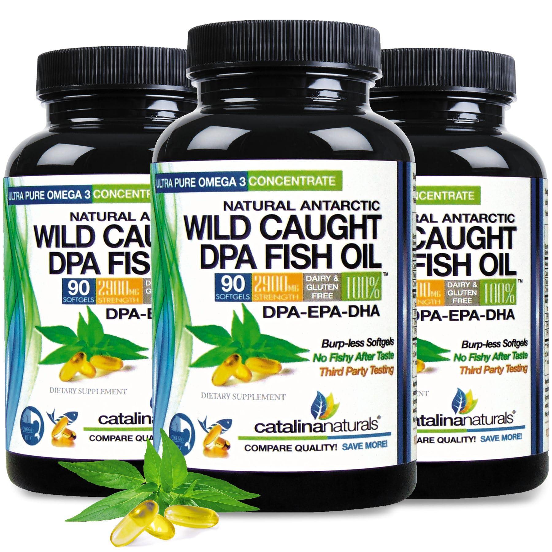 Catalina Naturals Wild Caught Omega-3 DPA Fish Oil - 2900 mg with DPA, EPA & DHA - 90 SoftGels Triple Strength Burp-Free