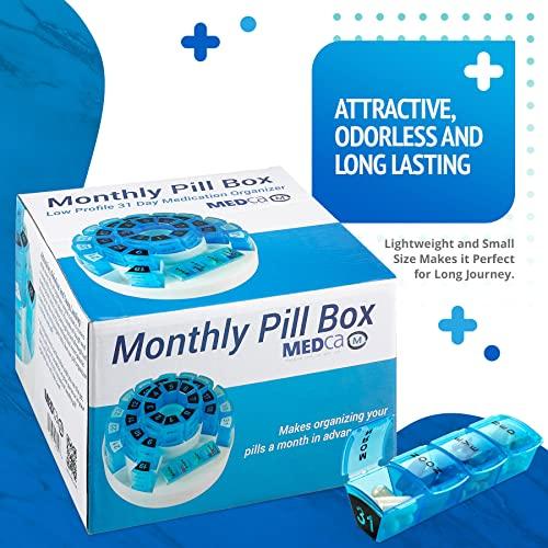 MEDca Monthly Pill Box by MEDca - Smart Prescription Organization with Multiple Daily Doses Section, Removable Compartments Perfect for Travelling