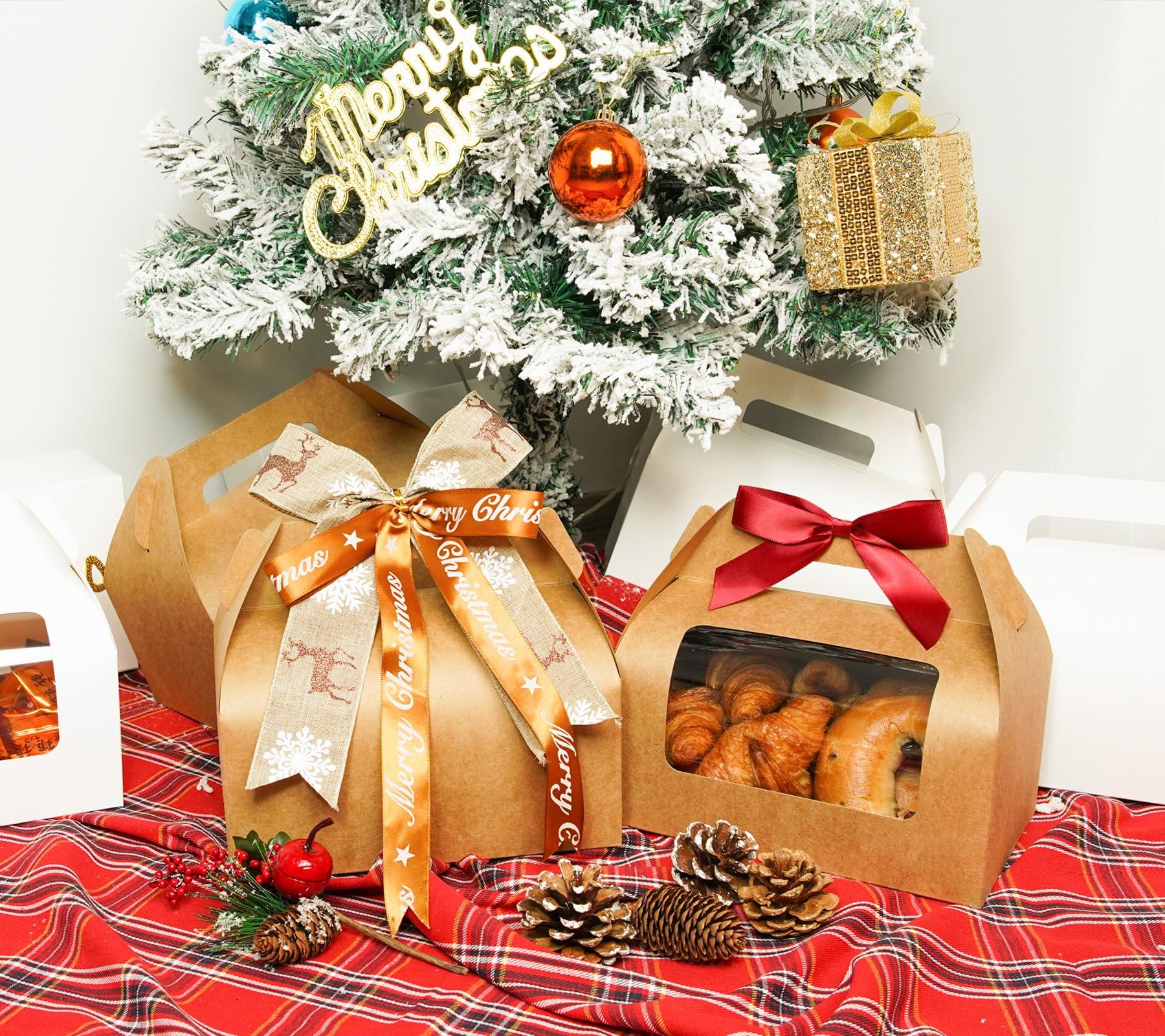 UnicoPak UnicoPak 30 Pcs 9x6x6 Large Gable Boxes Gift Boxes with Handles Food-grade Bakery Boxes Treat Boxes Paper Lunch Boxes To Go for Birthday Wedding Party Favors Picnic Business Christmas