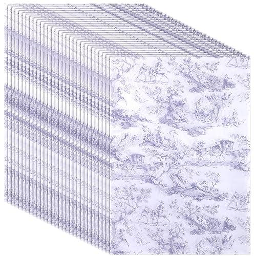 BOXOB 30 Sheets Tissue Paper, 20x14 Inches Gift Tissue Paper French Retro Print Wrapping Paper Elegant Decorative Tissue Paper for Birthday Weddings Baby Shower DIY Crafts (Purple)