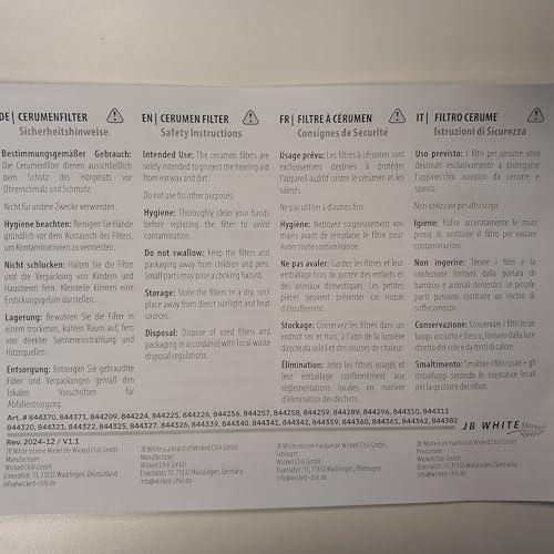 JB WHITE JB White - 6X Wax Guard for Oticon ProWax MiniFit Filter, Hearing Aid Supplies (1 Pack / 6 Pcs) Replacements Wax Filters for all MiniRITE Hearing Aid using miniFit Domes, Wax Guards Accessory