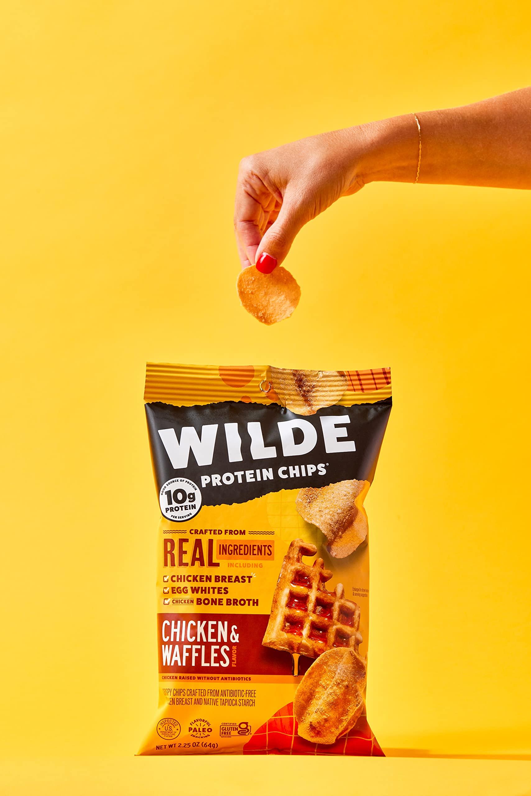Wilde Chips WILDE Chicken & Waffles Protein Chips, Thin and Crispy, High Protein, Keto, Made with Real Ingredients, 1.34oz Bags (Pack of 8)