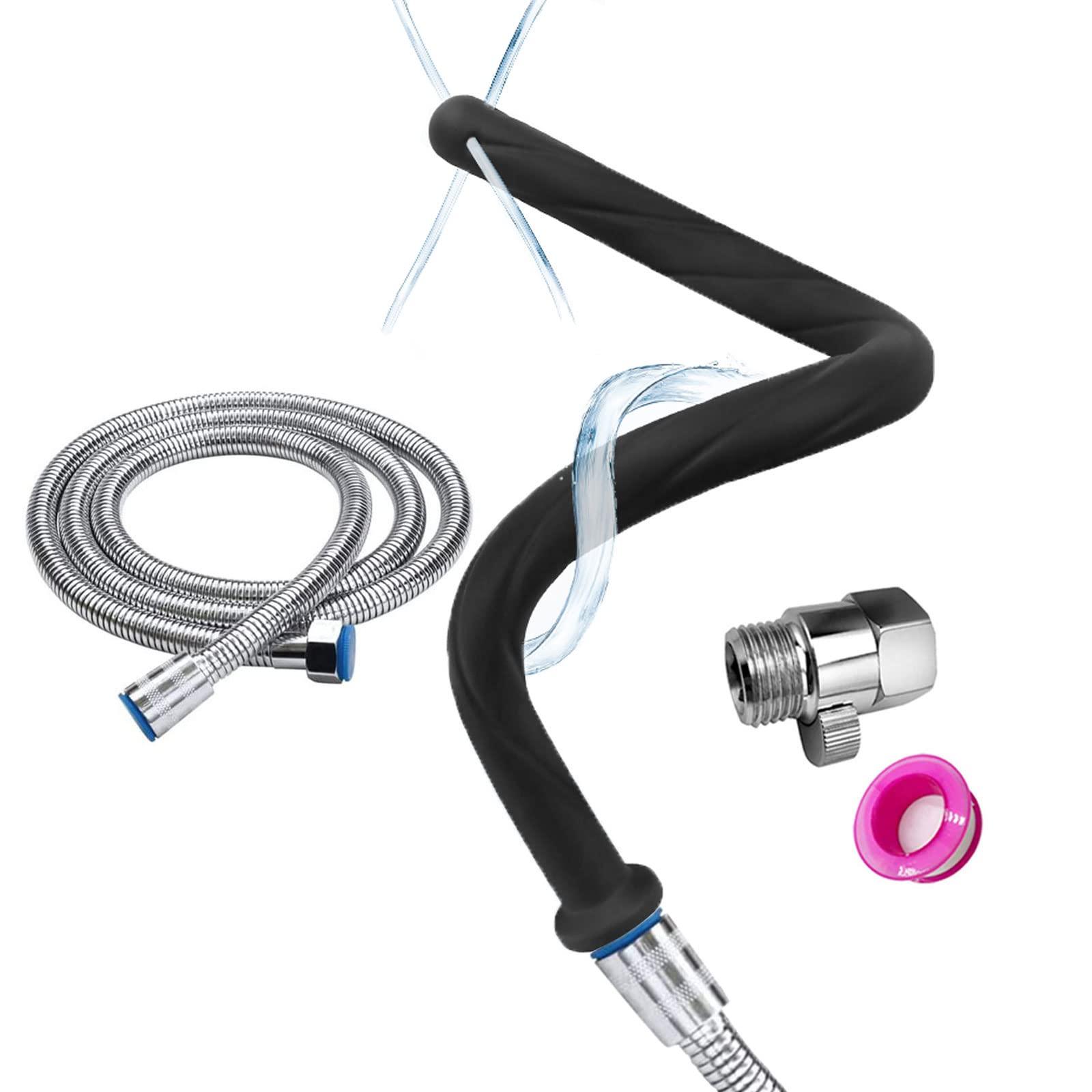 JIELUO Shower Enema Douche Nozzles for Men and Women, 4 Holes Water Spray Comfortable Silicone Nozzles Enema Attachment, Reusable Shower Enema Hose