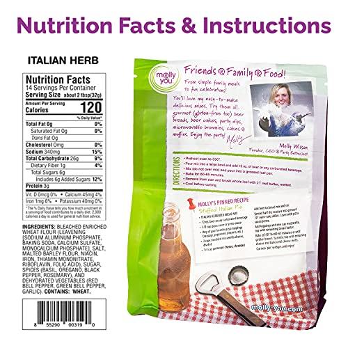 molly&you Molly & You Italian Herb Beer Bread Mix (Pack of 3) - Gourmet, Vegan Friendly, Dairy Free, Artisan Bread Kit - No Bread Machine Needed - Just Add Beer or Soda