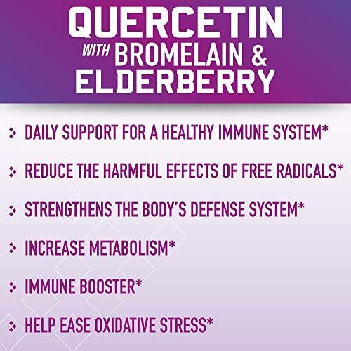 gflow vitamins Quercetin with Vitamin C and Zinc - Quercetin 500mg - Quercetin with Bromelain - Zinc Quercetin - 120 Veggie Caps - Elderberry with zinc and Vitamin c for Adults (Non-GMO, Vegan) 2 Months Supply