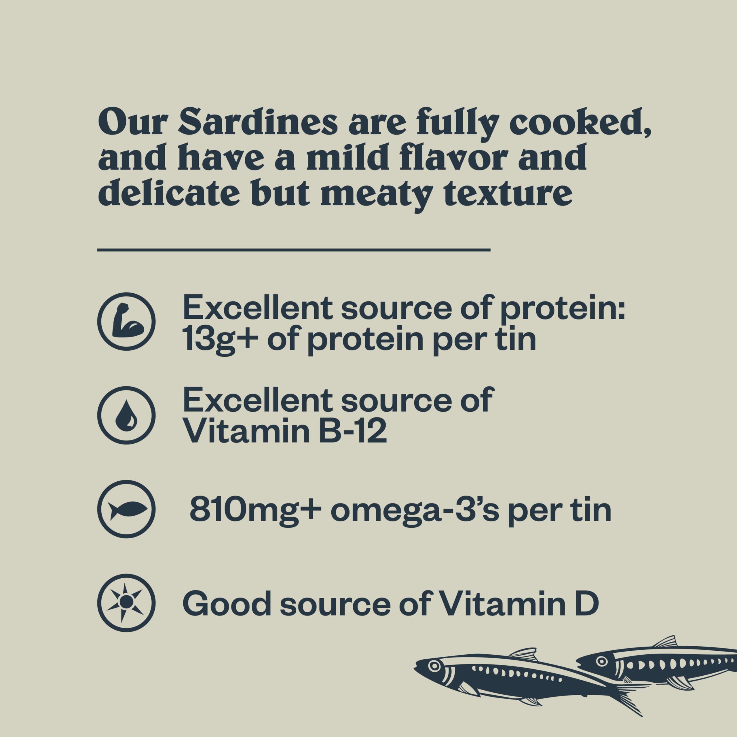 Patagonia Provisions Patagonia Provisions - Wild Sardines in Extra Virgin Olive Oil | Responsibly sourced in Spain | 15g Protein & Gluten Free