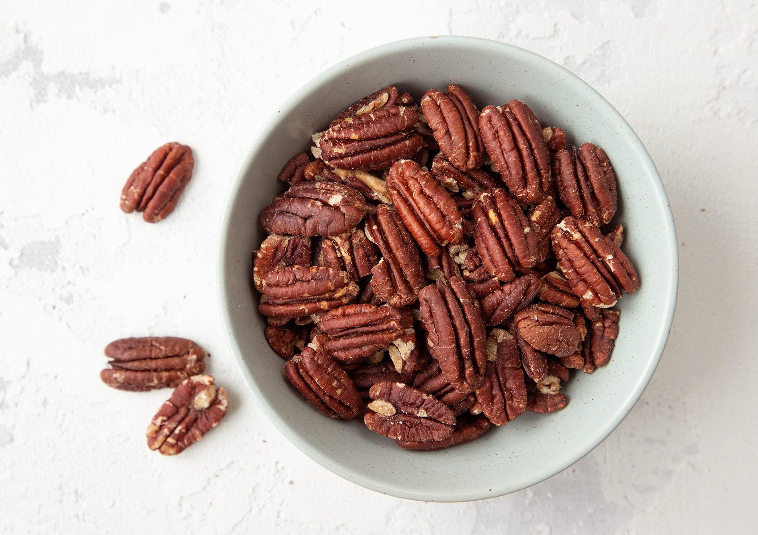 Food to Live Food to Live Dry Roasted Pecan Halves with Himalayan Salt, 8 Oz Oven Roasted Lightly Salted Nuts, No Oil Added, Vegan Snack, Kosher, Keto. Good Source of Protein and Fiber. Great for Salads