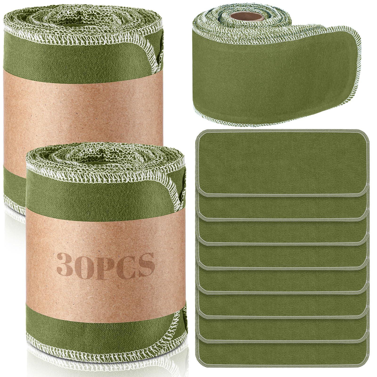 FuWeave FuWeave 30 Pack Reusable Toilet Paper Towels Bidet Towels Reusable Washable Toilet Paper Bulk Paperless Towels Rolls Cotton Treadmill Family Cloth Wipes(Classic,Green)