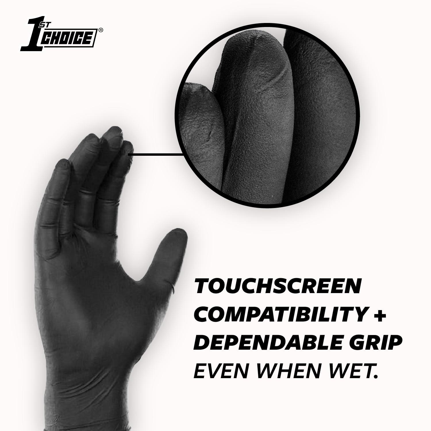 1st Choice 1st Choice Black Gloves Disposable Latex Free - Nitrile Gloves Medium Black Gloves Gloves for Cooking - 5 mil, Box of 100
