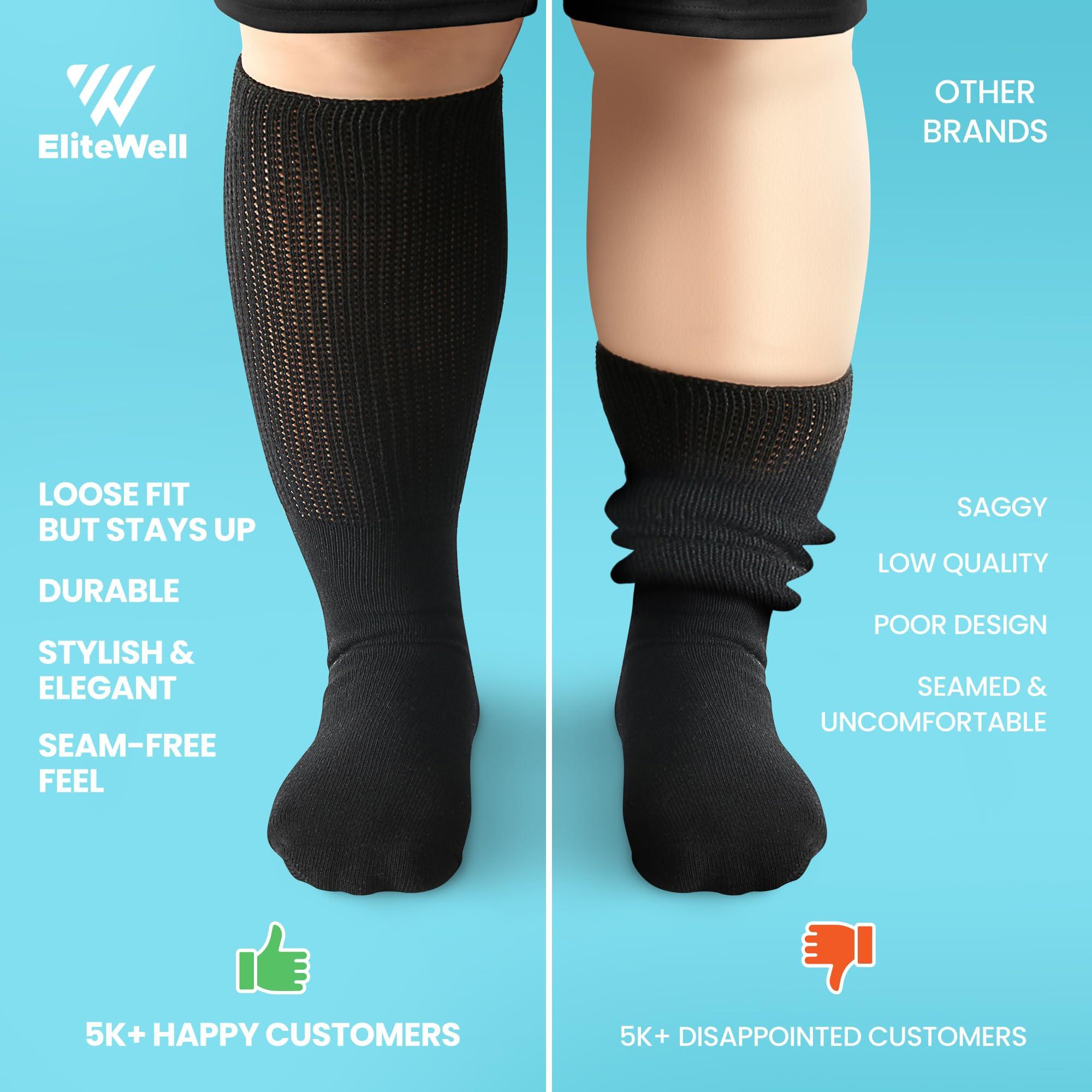 EliteWell Bariatric Socks Extra Wide, Diabetic Socks for Women, Lymphedema Socks, Extra Wide Socks for Swollen Feet, Non-Binding Socks