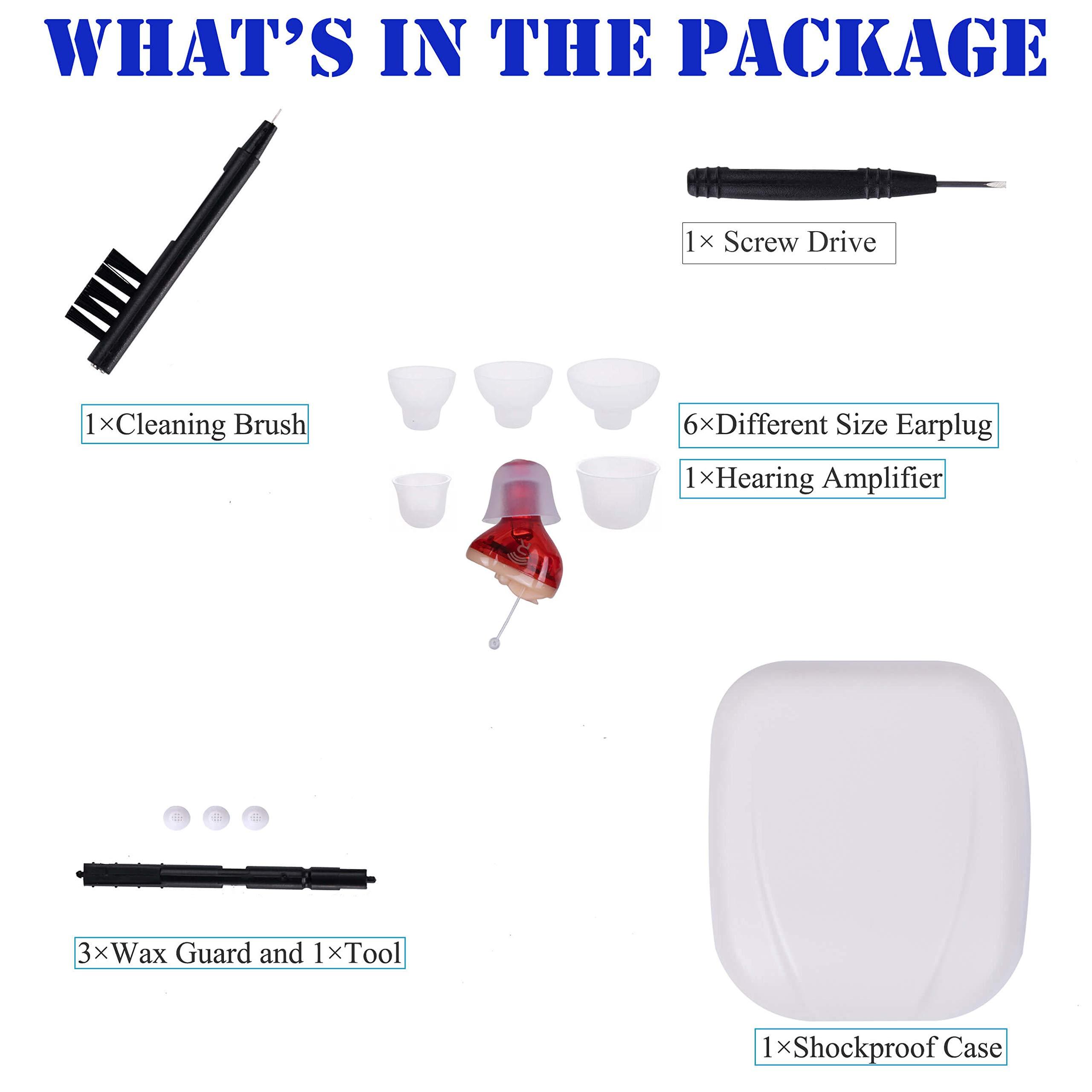 Brefonak Hearing Amplifier for Seniors Adults Noise-Cancelling - Ear Amplifier Invisible Voice Sound Amplifiers Elderly Listening Assistance Device Hearing Aid Cleaning Tools Included for Right Ear