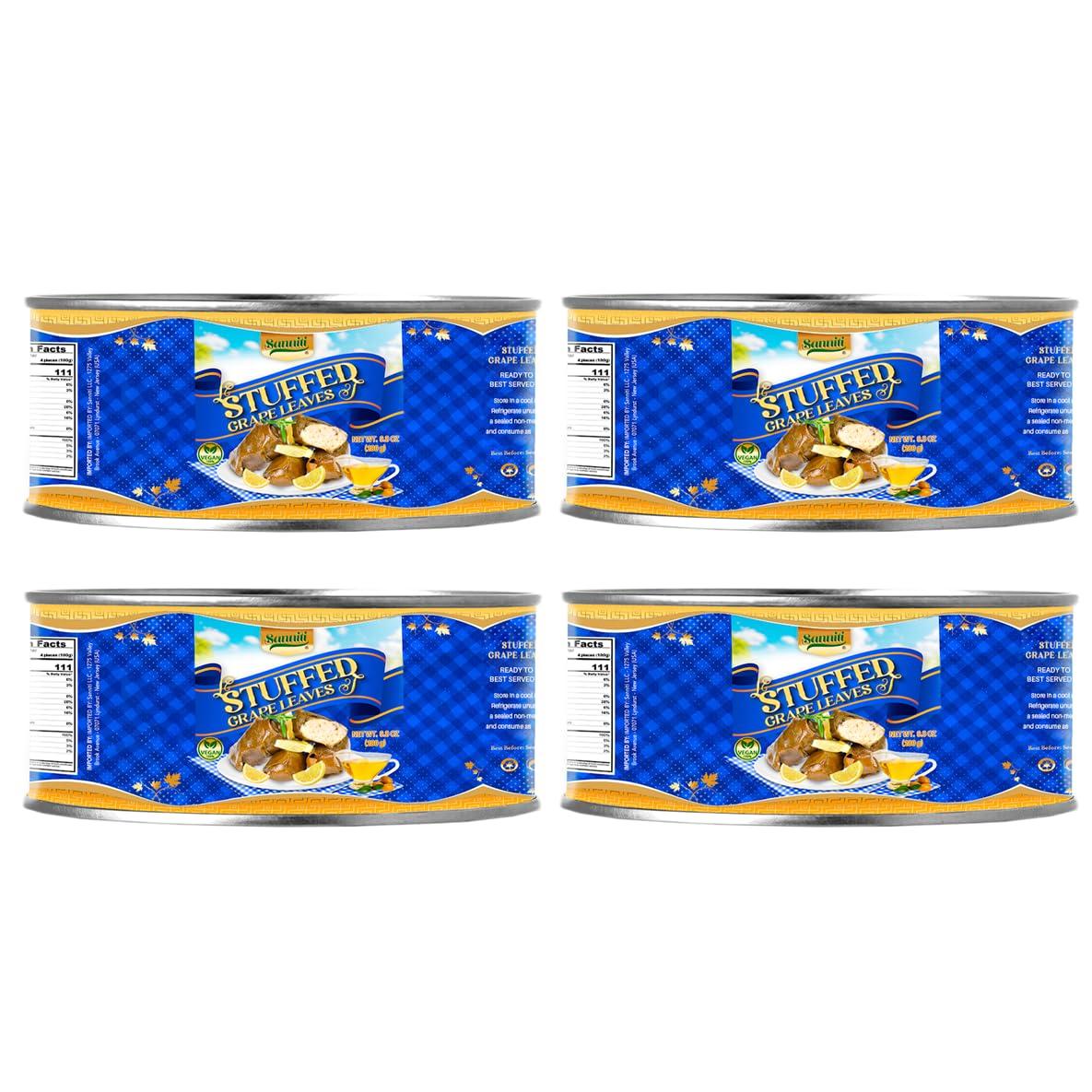 Sanniti Sanniti Dolmas Stuffed Grape Leaves | Ready to Eat | Easy Peel Open Can, 9.8 oz (Pack of 4)