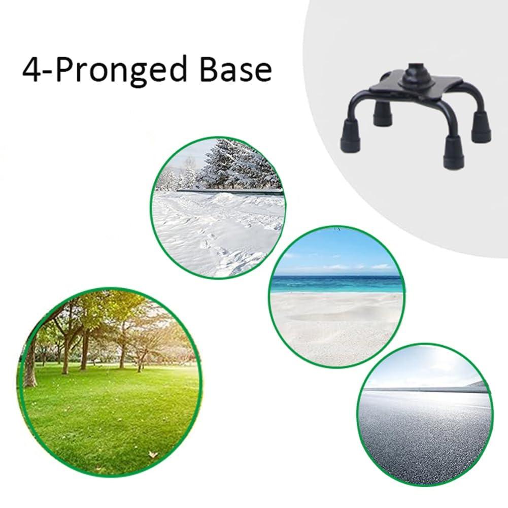 D Ger Store Adjustable Walking Cane (x1) with Four Pronged Base for Extra Stability, Great for Travel or Work