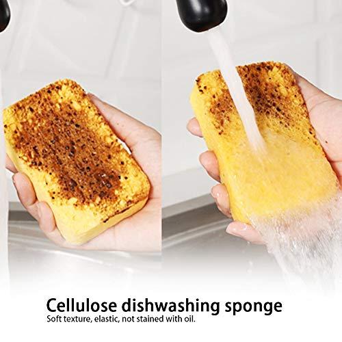 Tissting 3Pcs Kitchen Cleaning Sponges Cellulose Sponge Material Tableware Cleaning Tools Accessory for Cleaning Kitchen,Furniture,Bathroom(Yellow)