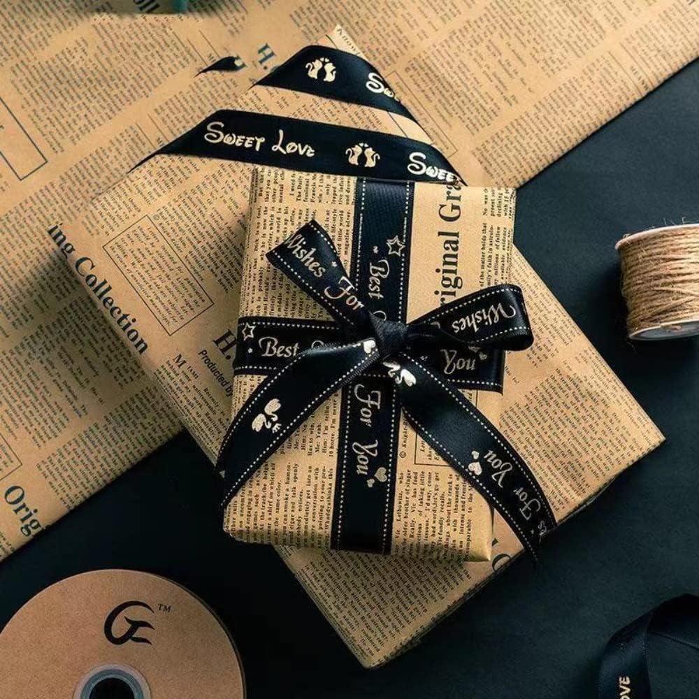YIJUANGFA 45 Sheets Vintage English Newspaper Flowers Bouquet Wrapping Paper for Bridal Wedding Gift Flower Packaging,Photo Prop,Decoration Supplies Waterproof Thick 20x28 Inch Classic Newsprint Wrapping Paper