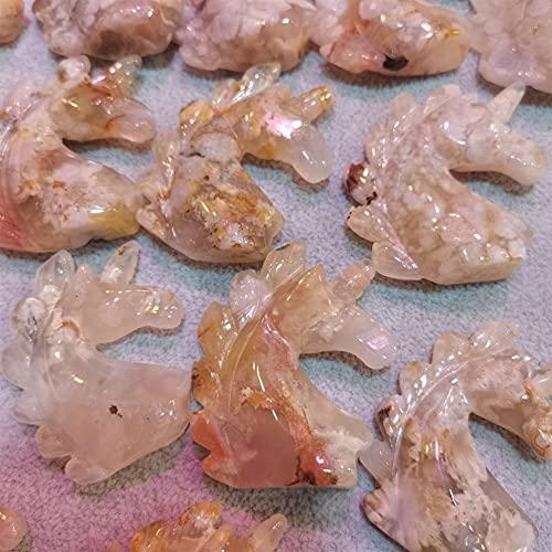 WGPHD WGPHD Health & Household 1PCS Natural Hand Carved Sakura Agate Unicorn Folk Crafts Crystal Animal for Decoration