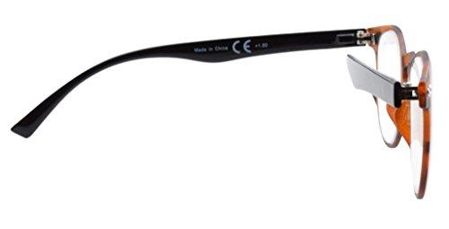 Eyekepper Eyekepper 4-Pack Round Full Coverage Ultrathin Flex Frame Reading Glasses Readers Amber Frame Black Arms+2.75