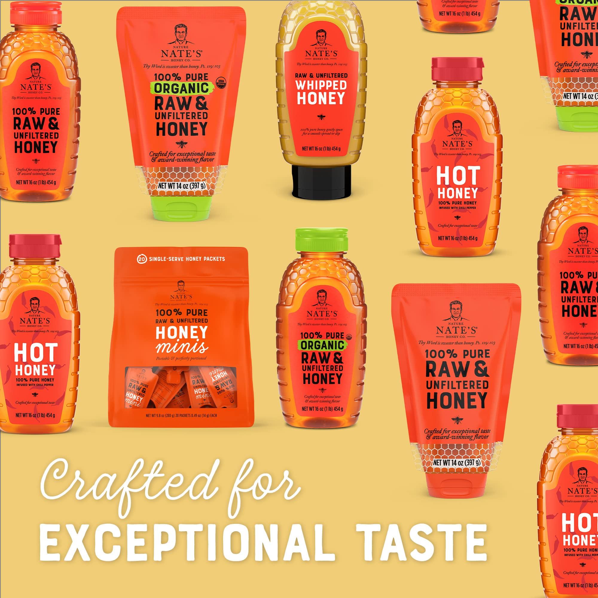 Nature Nate's Nate\'s 100% Pure, Raw & Unfiltered Honey, Award-Winning Taste - 8 oz Squeeze Bottle (4 Pack)