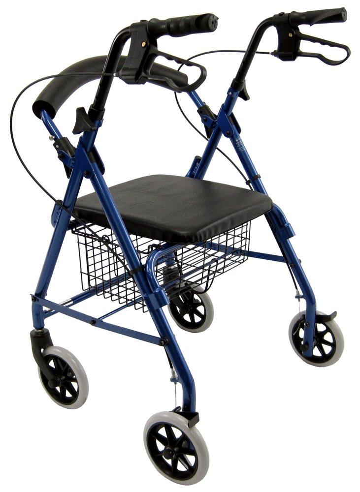 Karman Healthcare Karman Healthcare R-4100-BL Aluminum Rollator with Low Seat, Blue, 6"