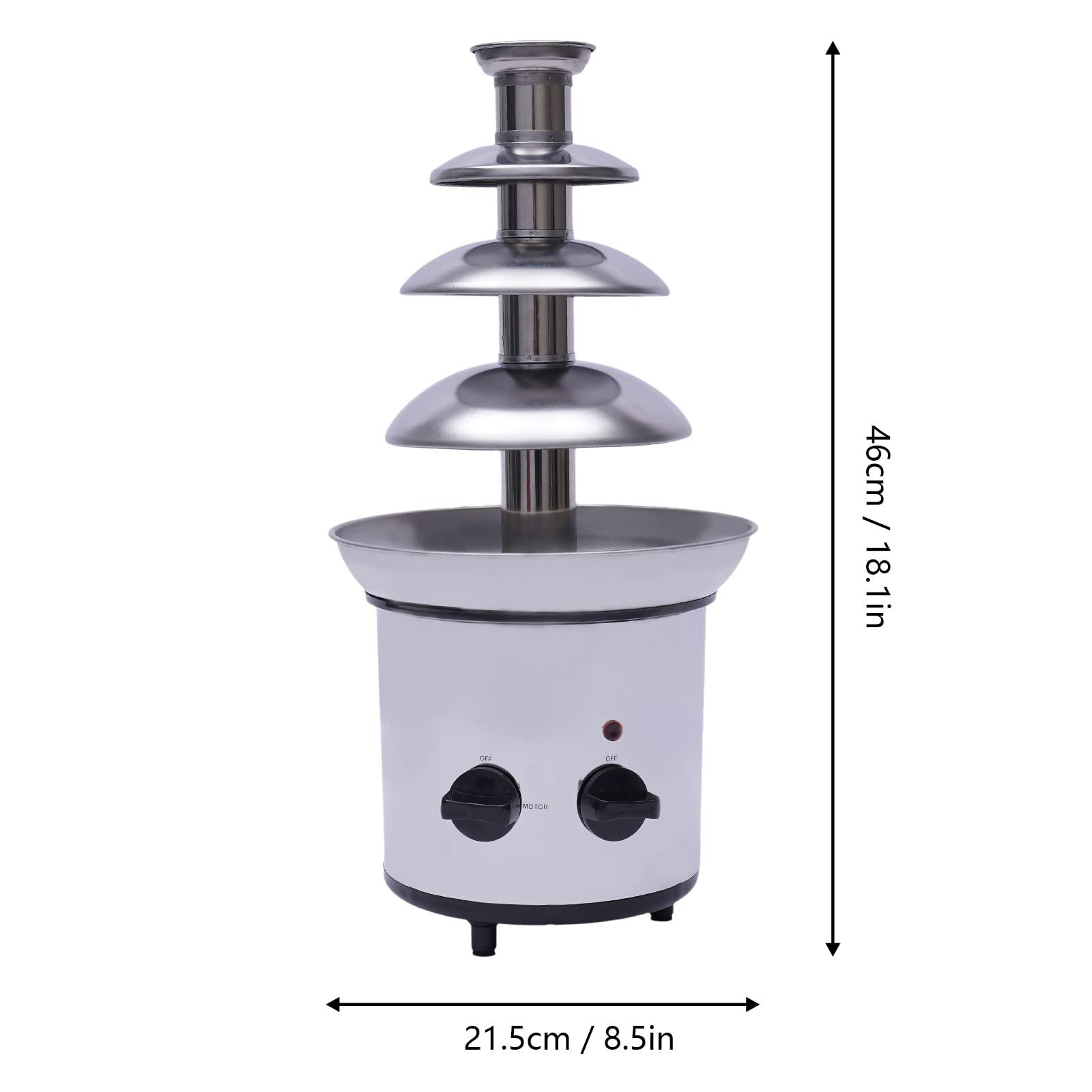 Goudergo 4 Tiers Chocolate Fountain Machine,170W Stainless Steel Chocolate Melting Pot, 8.5 * 18.1in Fhocolate Fountain Toolfor Family Gatherings, Anniversaries, Weddings