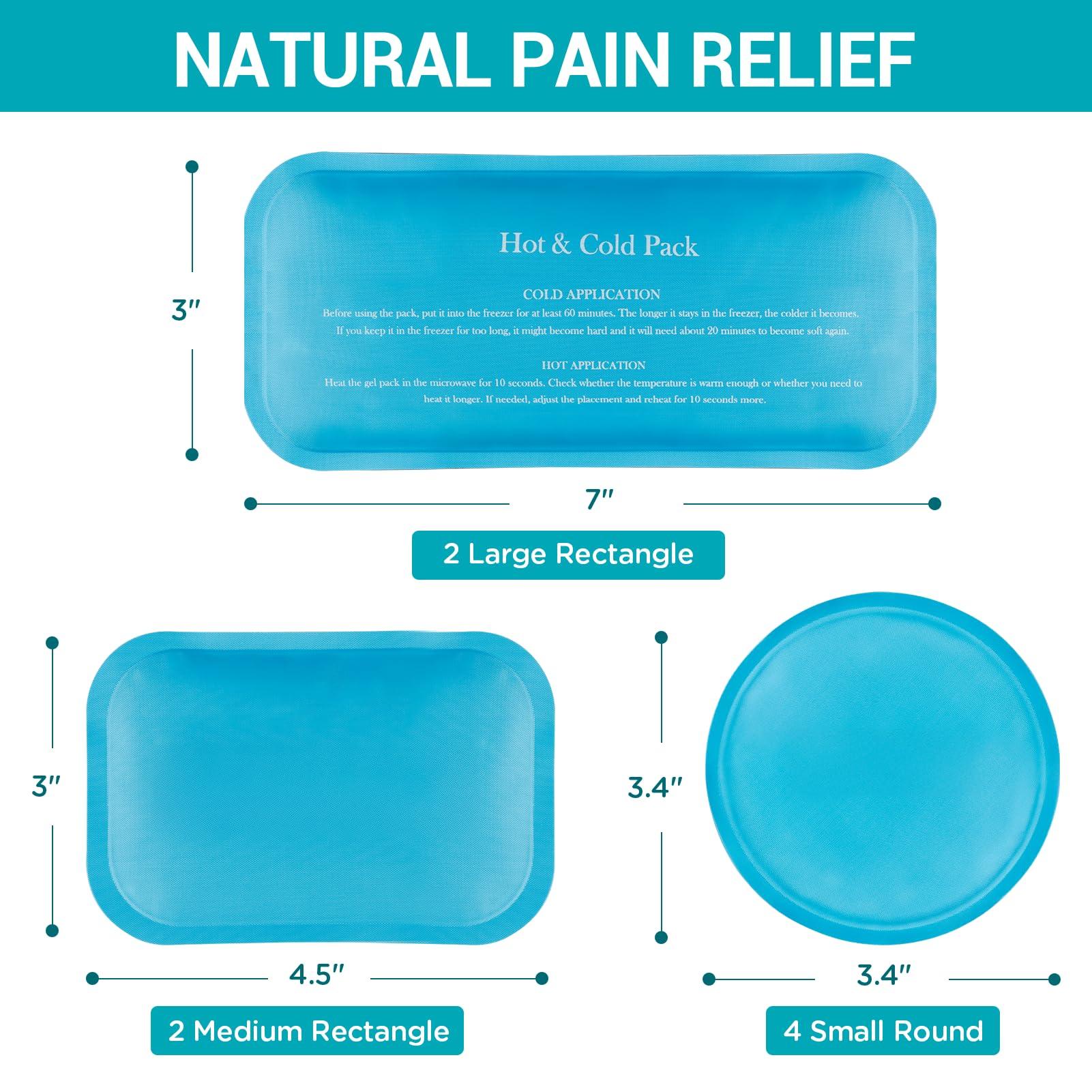 AlierGo Comfytemp Gel Ice Packs for Injuries Reusable 8 Pack, FSA HSA Approved, Hot and Cold Compress for Pain Relief, Small Ice Packs for Headaches, Wisdom Teeth,Breastfeeding, First Aid, for Kids Adults