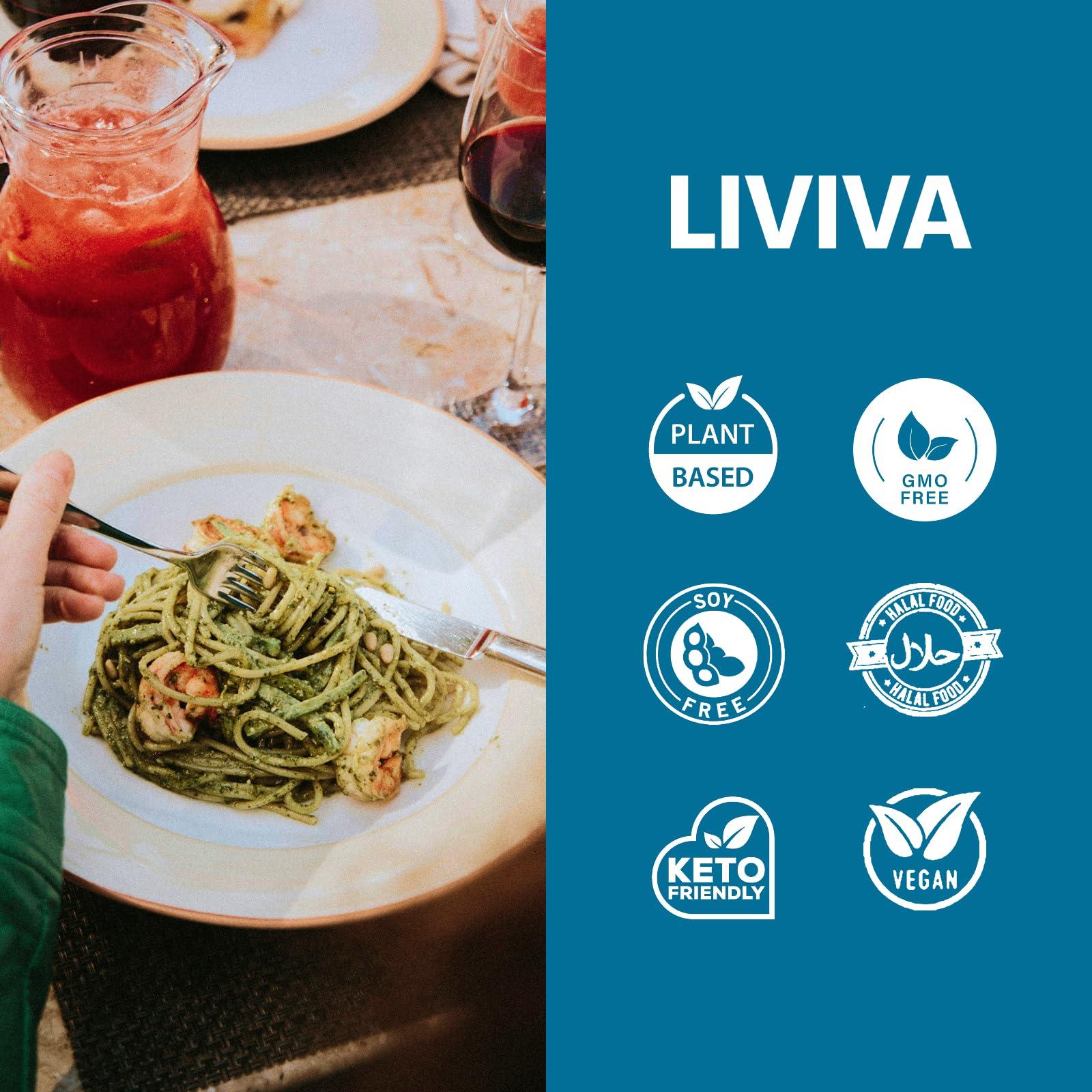 LIVIVA LIVIVA Low Carb High Protein KETO Spaghetti Noodle Pasta 6 Pk 135 g Protein per Box with Pea Protein & Konjac Flour - 8g Net Carbs, Diabetic-Friendly - Ready to Eat in 3 4 mins - Healthy Al Dente Pasta