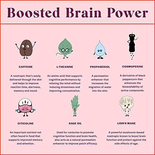 Fleur March Fleur Marche Focus, Plz. Botanical Patch - Brain Boosting Focus Patch with Caffeine, Lion\'s Mane and Other Powerful Nootropics - Highly Bioavailable Wellness - 7 Patches