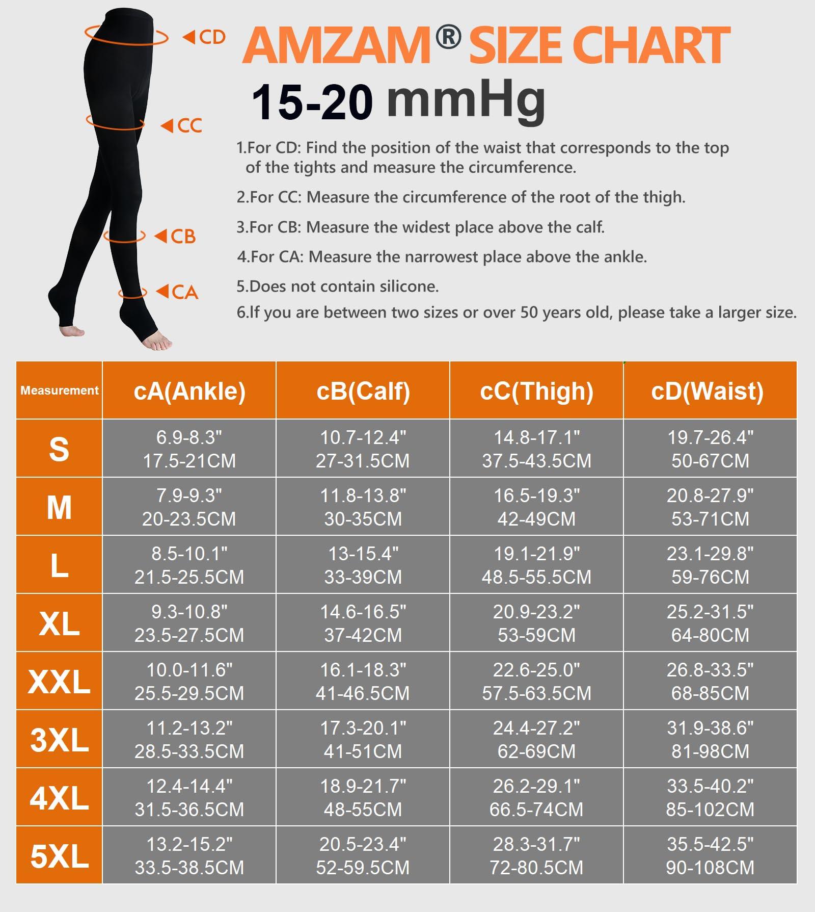 AMZAM AMZAM Medical Compression Pantyhose for Women Men, 15-20 mmHg Graduated Compression Tights, Opaque Toeless Compression Stockings Waist High Support Tights for Edema, Varicose Veins, DVT, Brown M