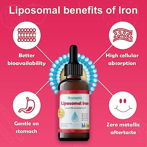 Nuvamin A New Form of Vitamin Nuvamin – Liquid Liposomal Iron Drops for Baby, Toddlers, Kids, & Adults, 2Fl.Oz (60ml), 120 Daily Serving. Great Taste - All Natural - Vegan - No Metallic Aftertaste, Berry Flavor
