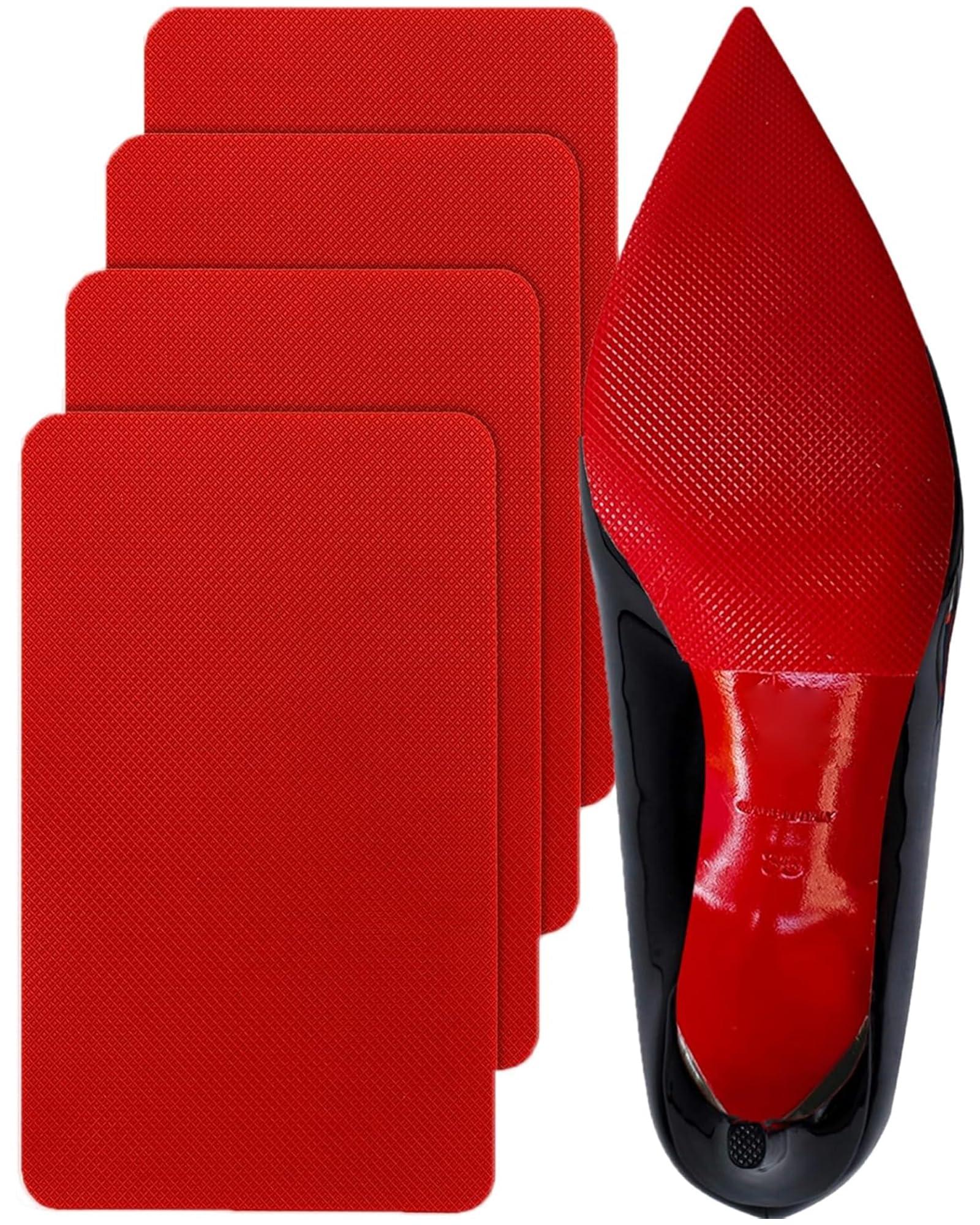 CZBYXA12 CZBYXA12 Red Bottom Shoe Protector,Self-Adhesive Red Bottoms Sole Protector Compatible with Christian Louboutin High Heels,Gel Red Bottom Protectors for Men Womens(6\"x4\" Red-2Pairs)