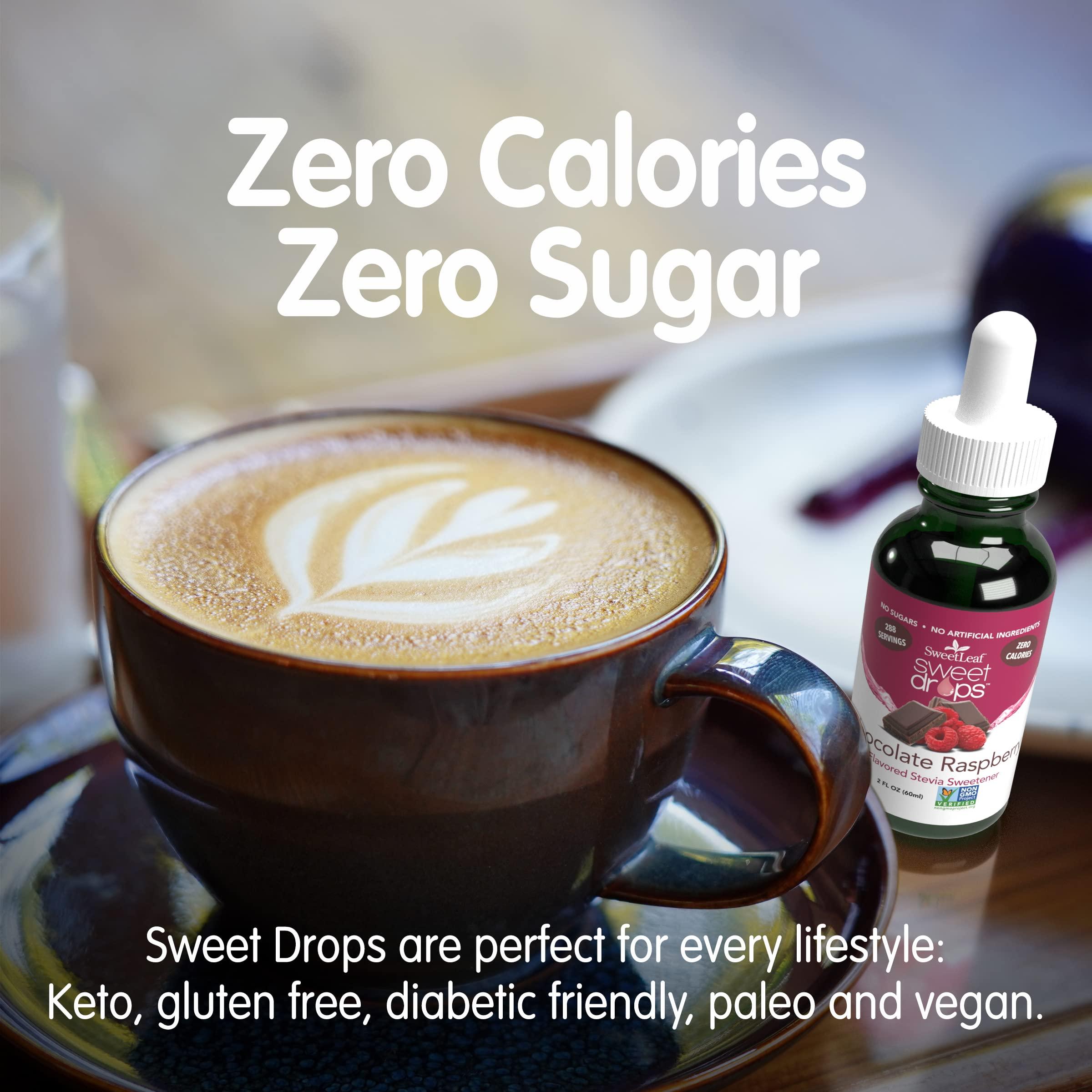 SweetLeaf SweetLeaf Sweet Drops - Flavored Stevia Liquid Sweetener, Organic Stevia Extract, Zero Calories, Gluten Free, Keto Friendly, Non GMO, Natural Flavors, Sugar Alternative - Chocolate Raspberry, 2 Fl Oz