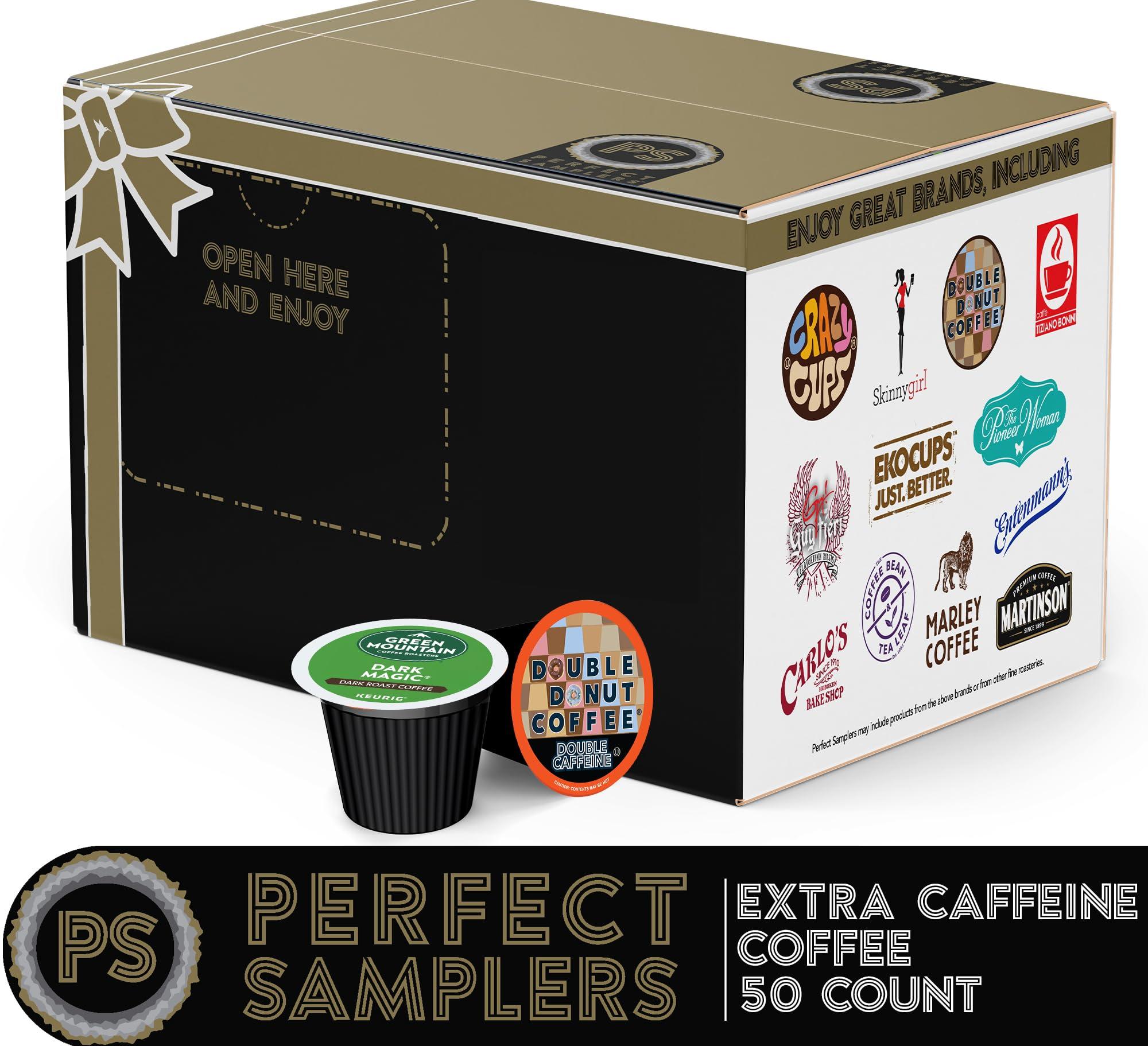 Perfect Samplers Perfect Samplers Extra Caffeine Extra Bold Coffee Single Serve Cups for Keurig K Cup Brewers 1.0 & 2.0 Variety Pack Sampler (50Count)