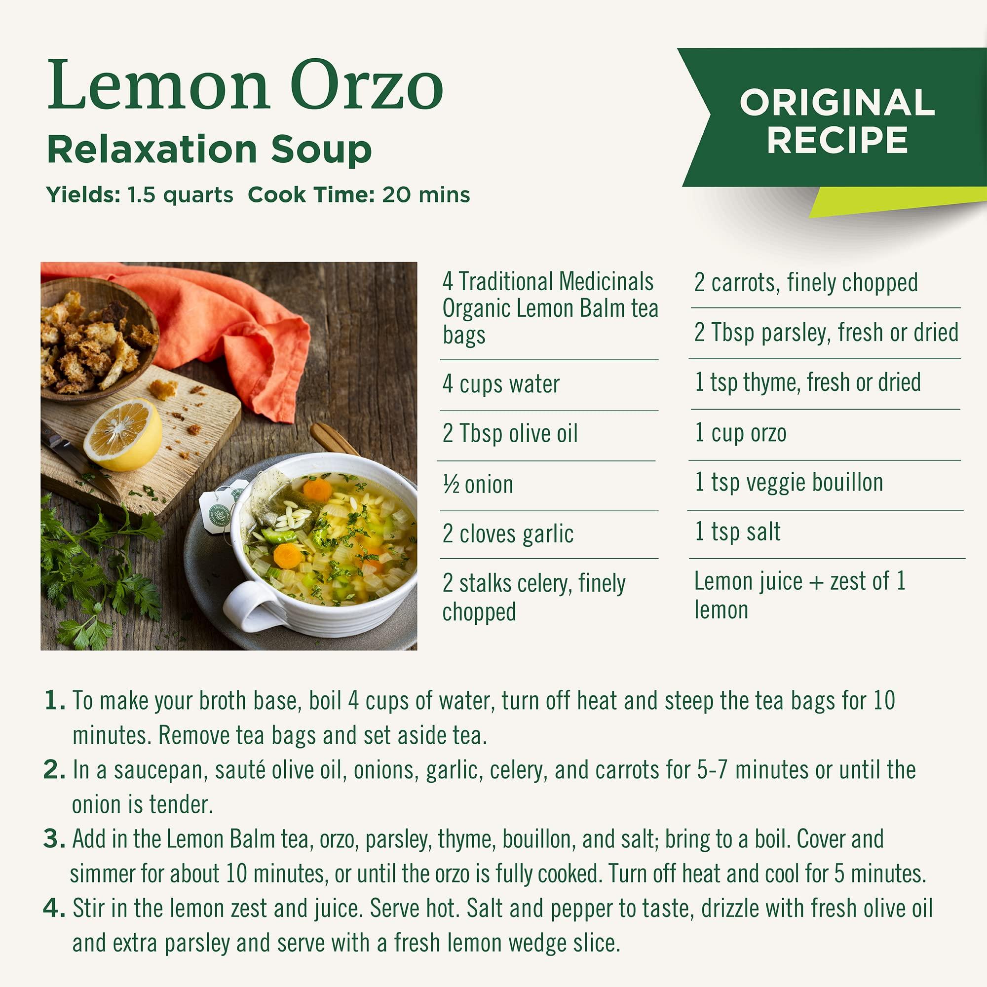 Traditional Medicinals Traditional Medicinals - Organic Lemon Balm Herbal Tea (6 Pack) - Stress Relief & Supports Digestion - 96 Tea Bags Total