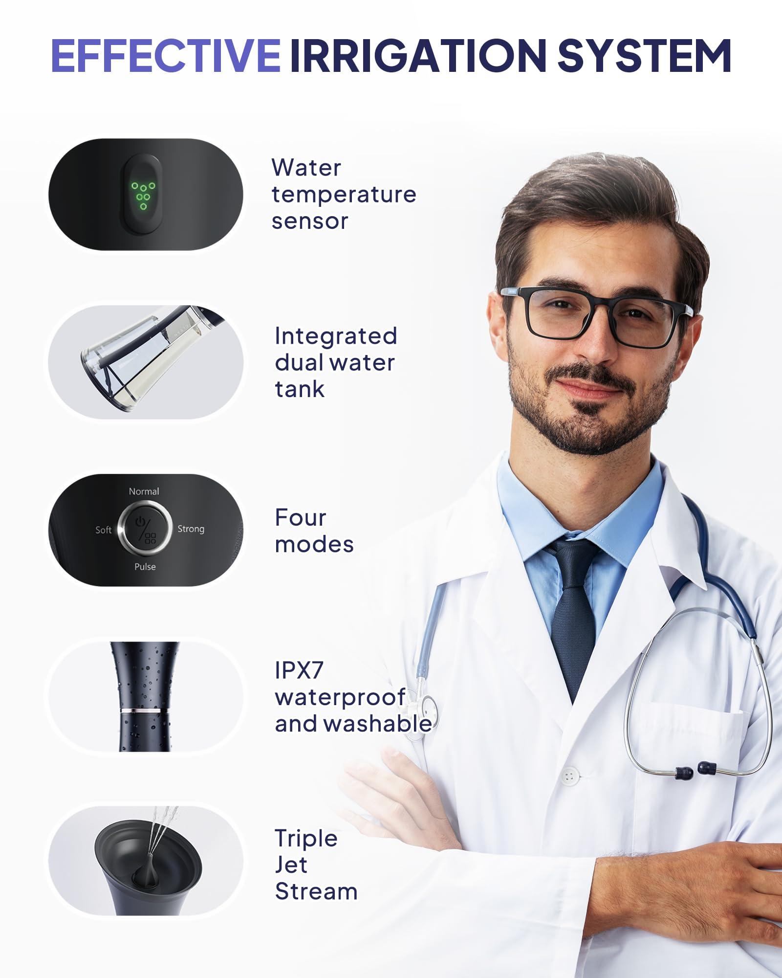 KAUGIC KAUGIC Upgraded Ear Wax Removal with One-Piece Waste Tank, Safe Ear Cleaner with Water Temperature Sensor, FSA HSA Store Eligible Effective Ear Irrigation Kit & USB-C Cable, IPX7, Black