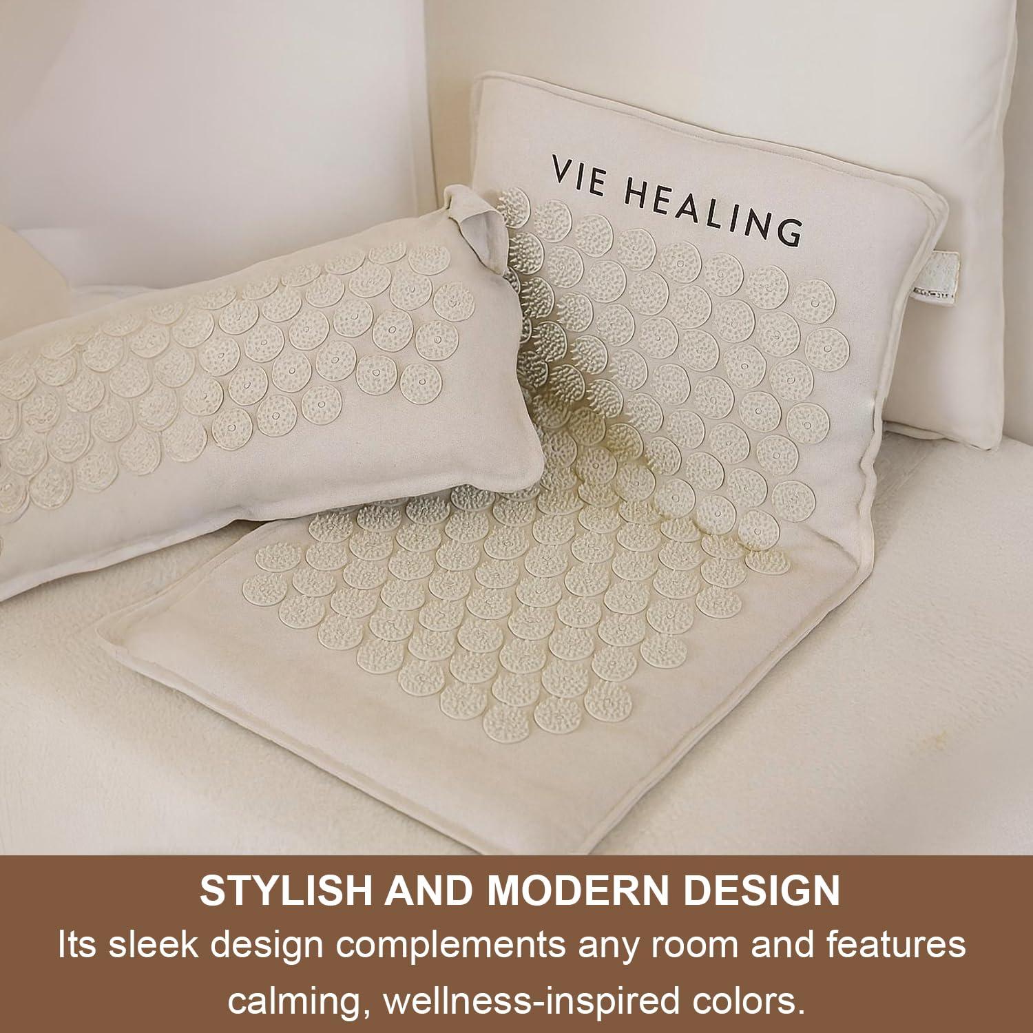 Vie Healing Vie Healing Acupressure Mat for Muscle Relaxation - Acupressure Mat for Back and Neck Pain Relief - Acupressure Mat Full Body - Stress Reduction Acupressure Mats - Extra-Long Yoga Acupressure Mat Set