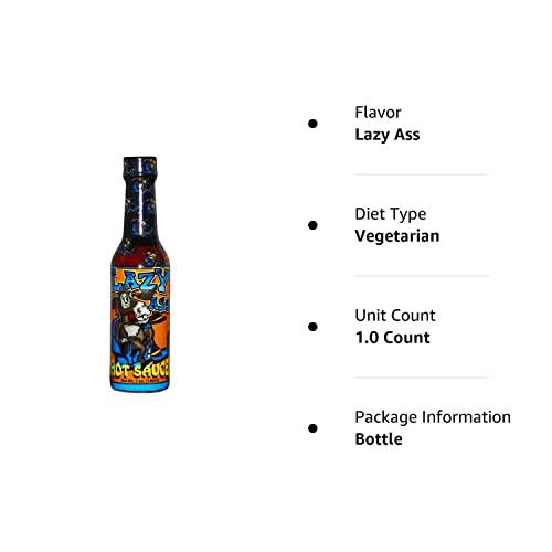 ASS KICKIN' Lazy Habanero Hot Sauce 5 oz. Funny Hot Sauce, Perfect Gourmet Hot Sauce for Chicken Wings - Try if you dare!