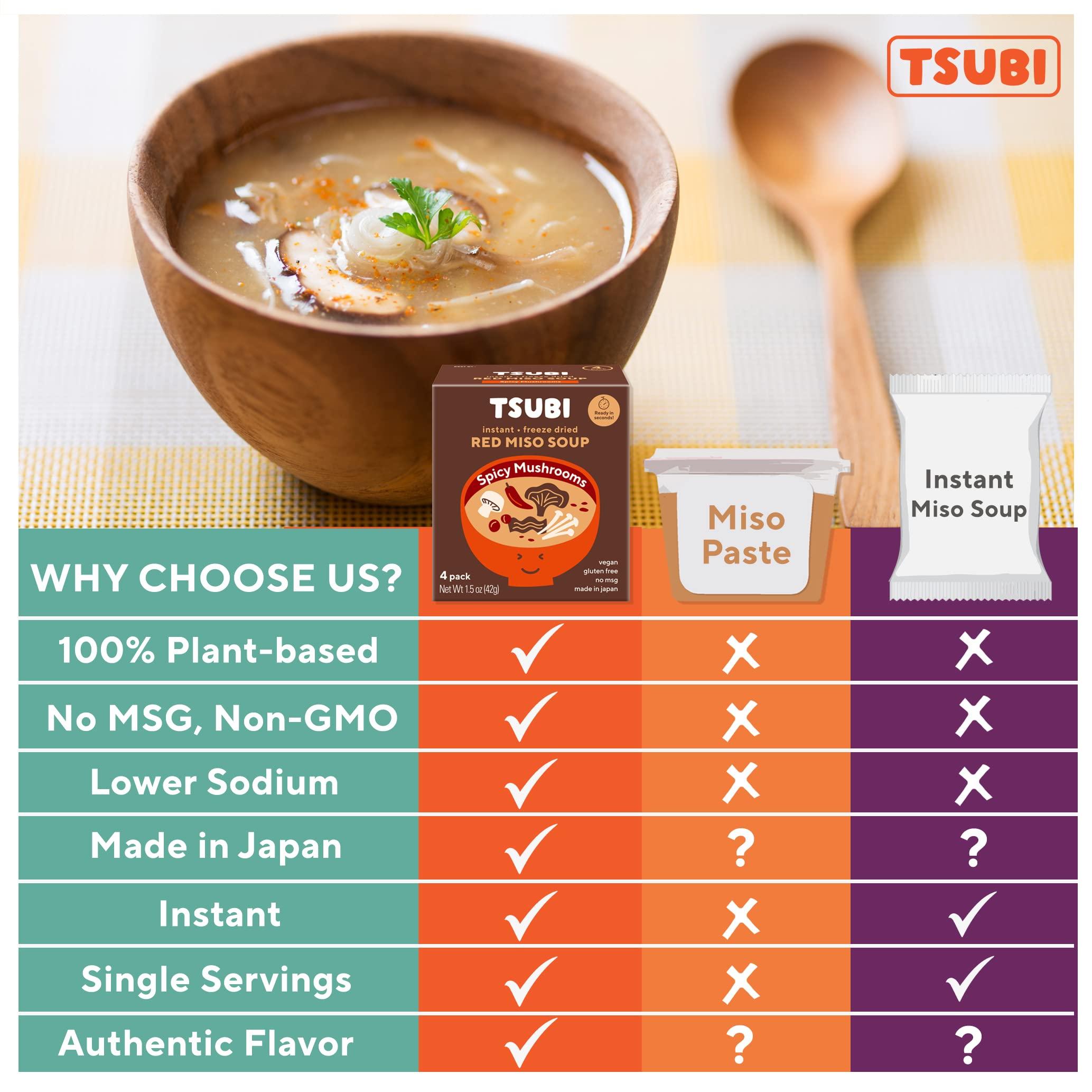 Tsubi Soup Tsubi Soup Freeze-Dried Japanese Miso Soup Packets - Instant, Vegan, Easy Mix, Gluten & MSG-Free, Flavorful - Ready in Seconds - Authentic Taste of Japan - Yellow Miso (Eggplant & Ginger) - 12 Packs